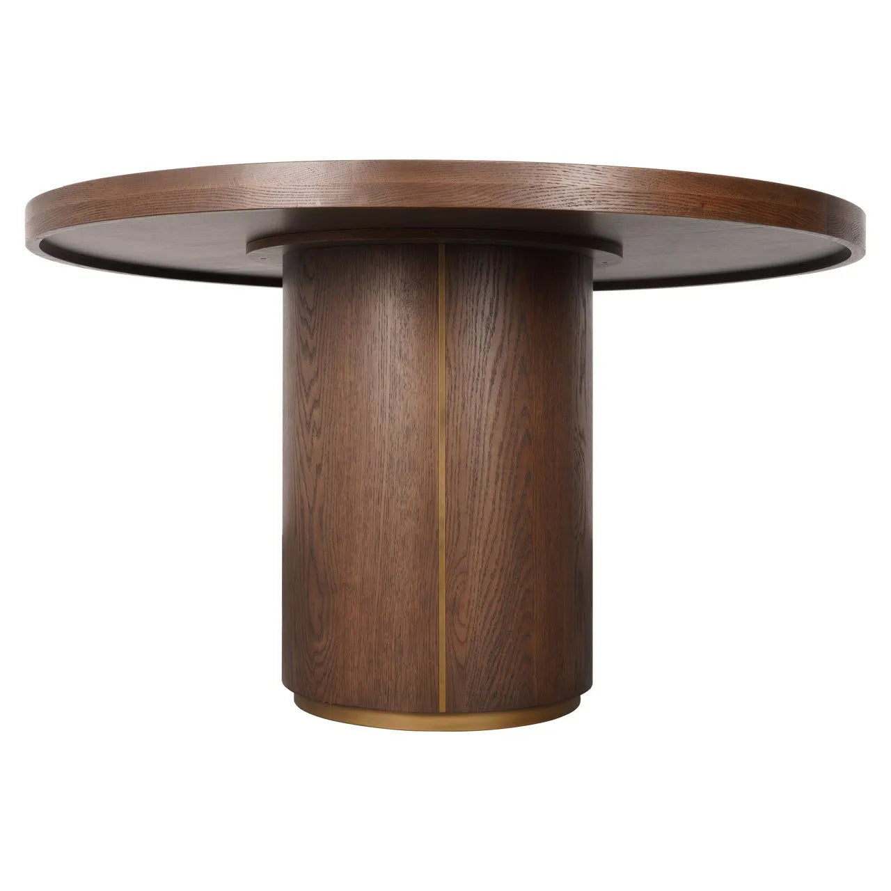 Richmond Interiors Willox Brown Oak Wood & Glass Round Dining Table 130cm