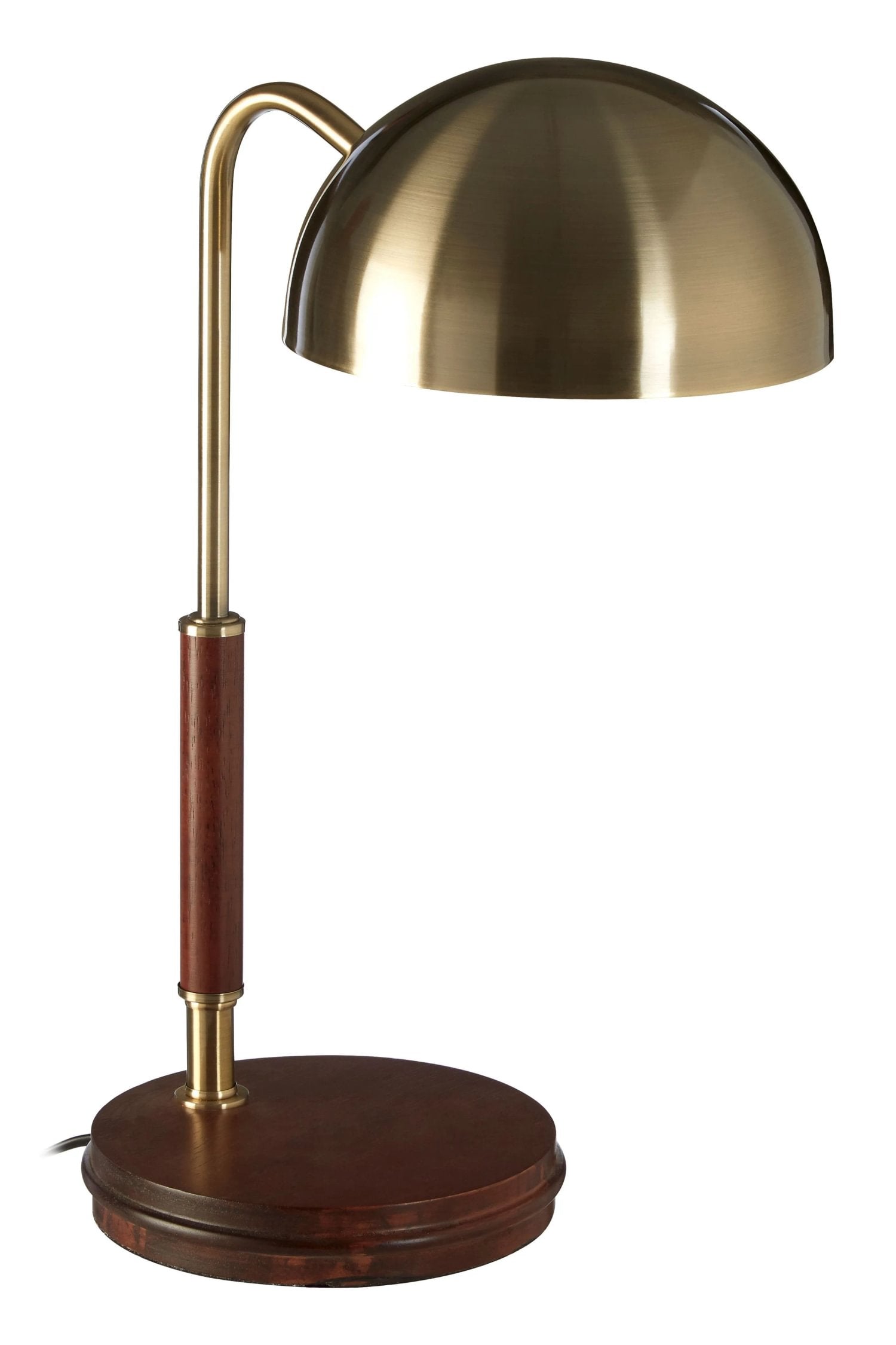 Bramwell Antique Brass Finish & Wood Base Task Lamp