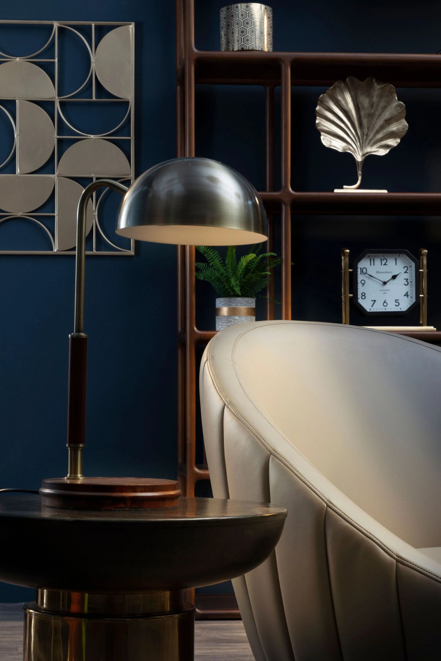 Bramwell Antique Brass Finish & Wood Base Task Lamp