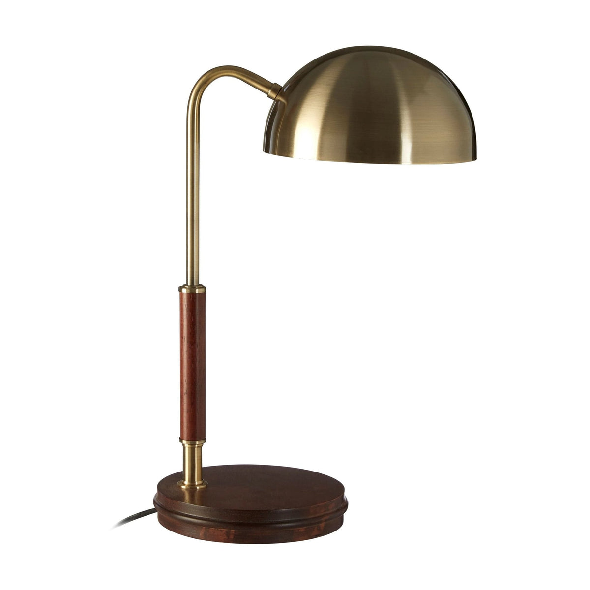 Bramwell Antique Brass Finish & Wood Base Task Lamp