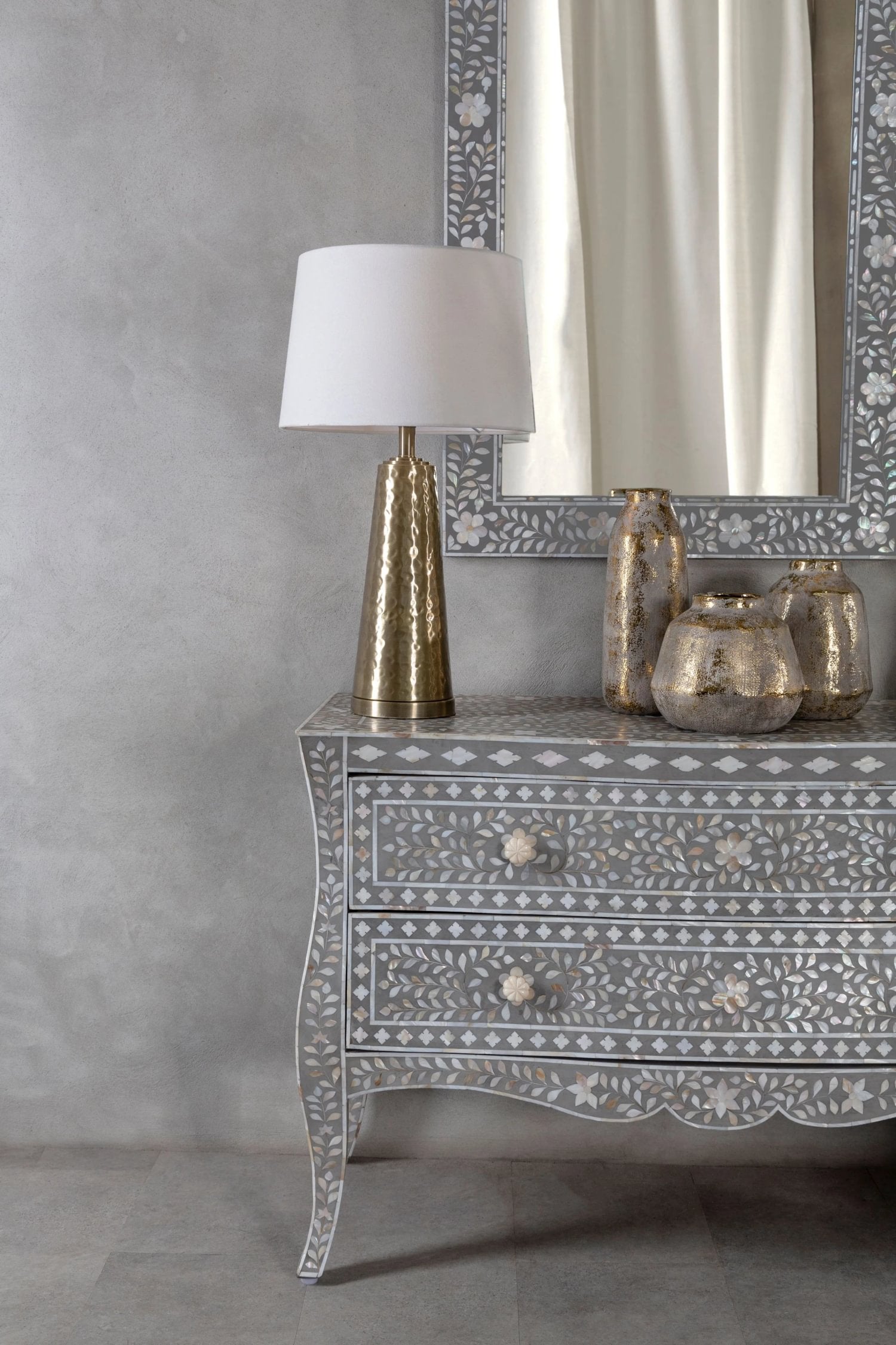 Clarendon Antique Brass Finish & Cream Shade Table Lamp