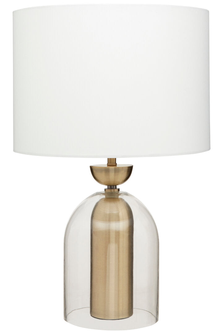 Celina Clear Glass & Antique Brass Finish Metal Table Lamp