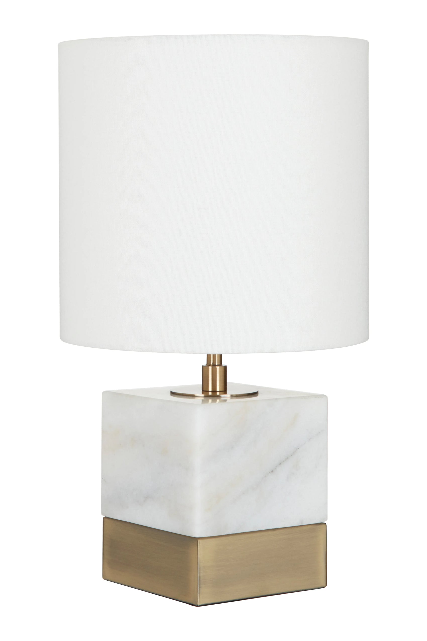 Guston White Marble & Gold Table Lamp with Cream Shade