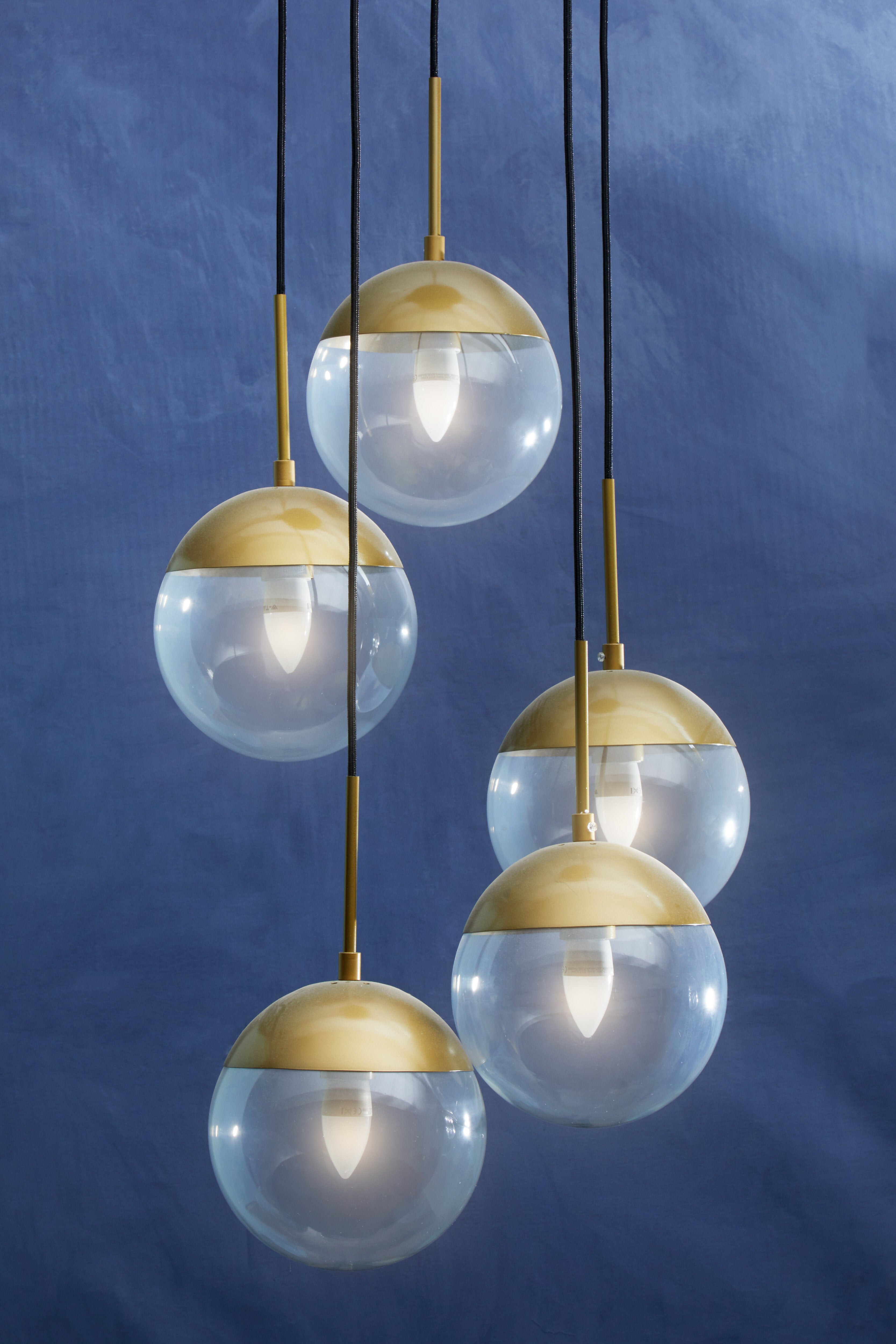 Kidston Gold Finish Five Pendant Lights
