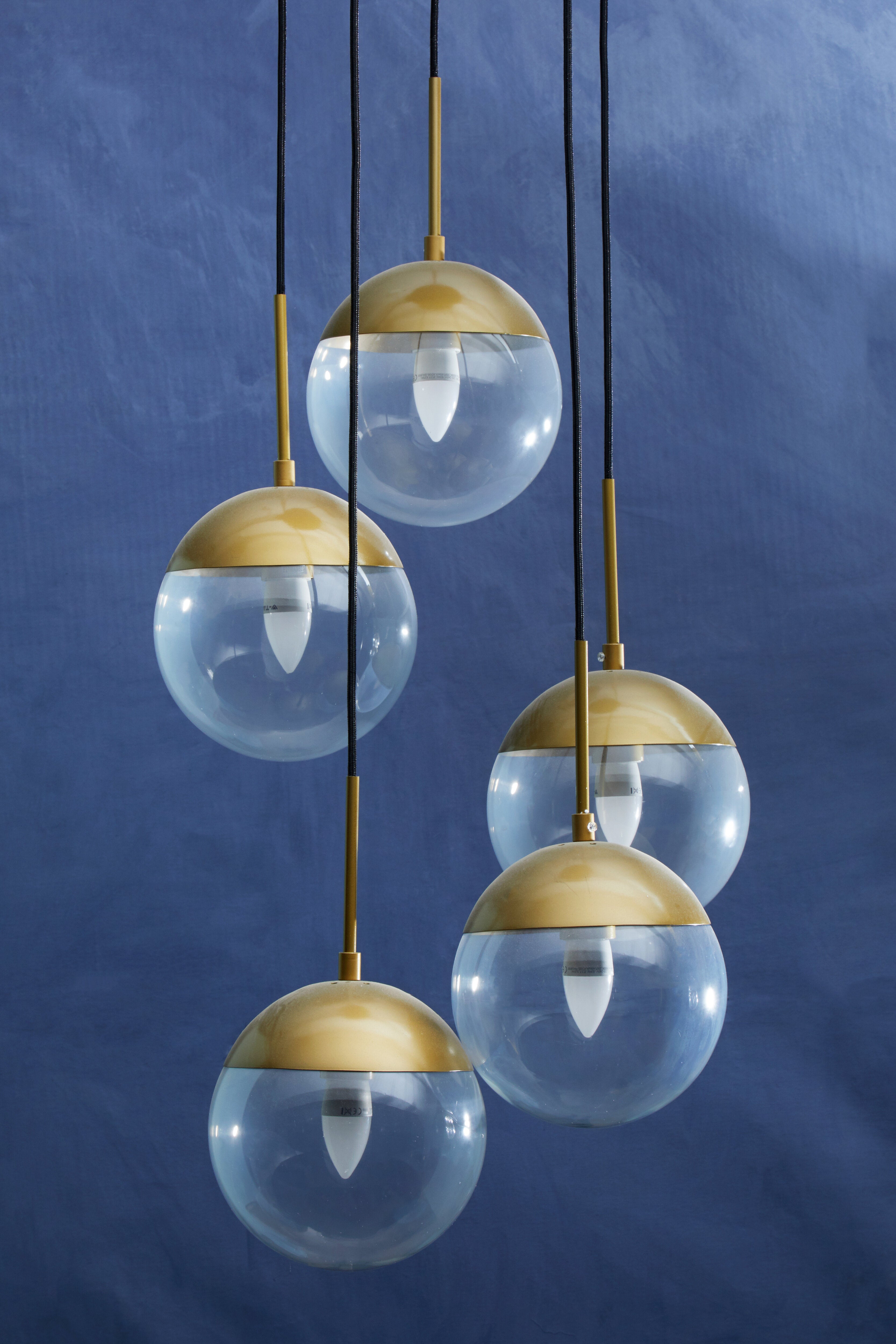 Kidston Gold Finish Five Pendant Lights