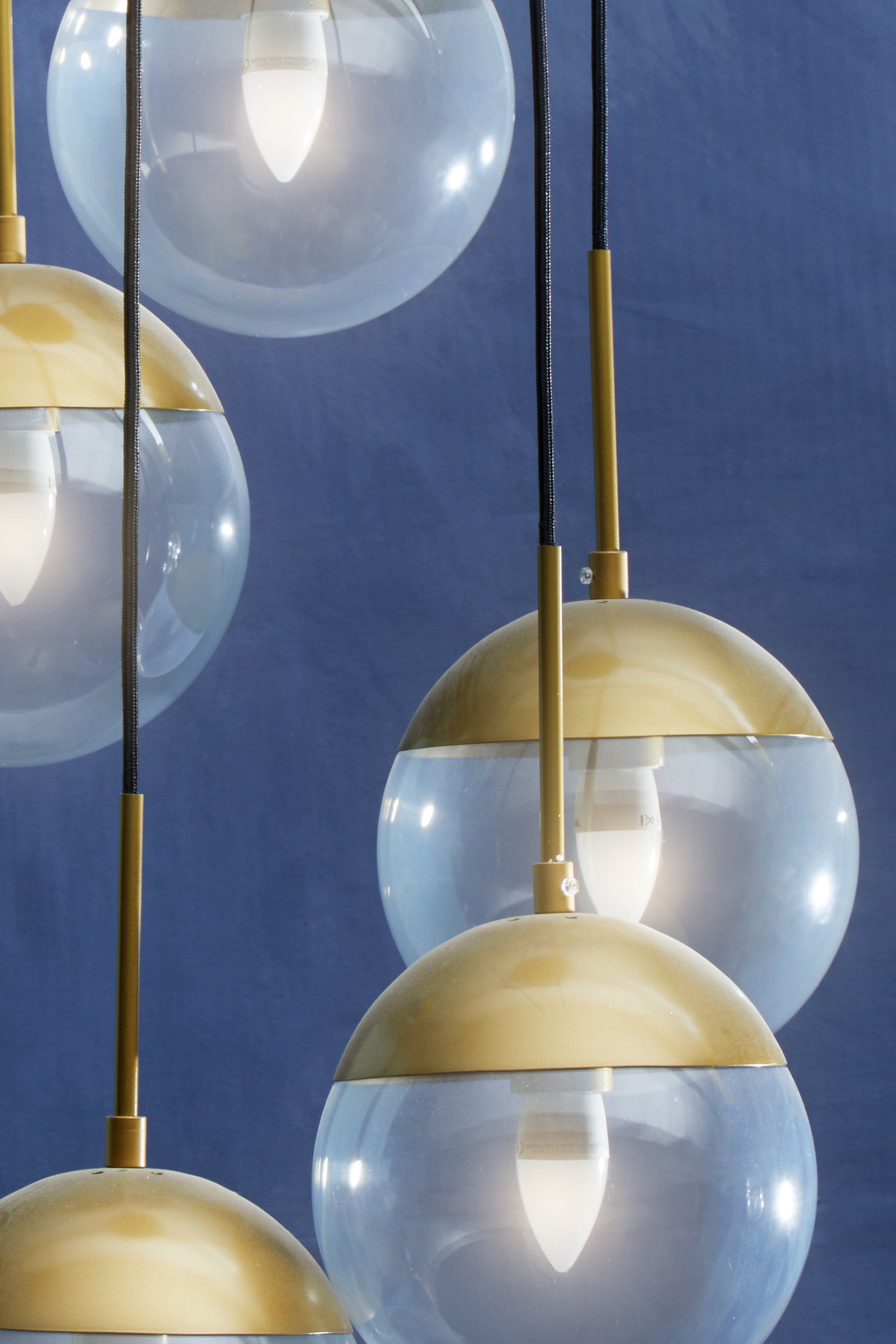 Kidston Gold Finish Five Pendant Lights