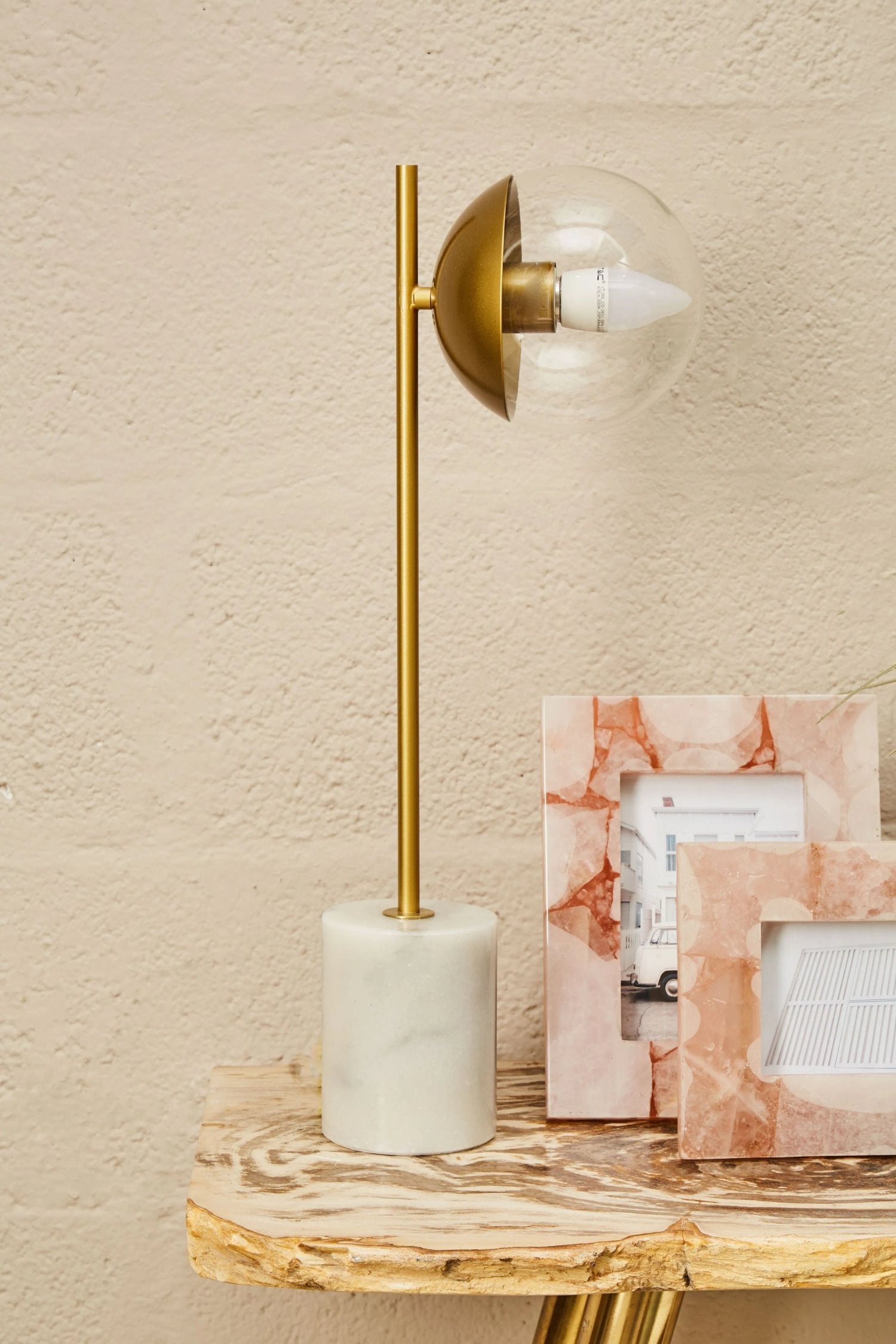 Fitzroy Gold Finish Metal & White Marble Table Lamp