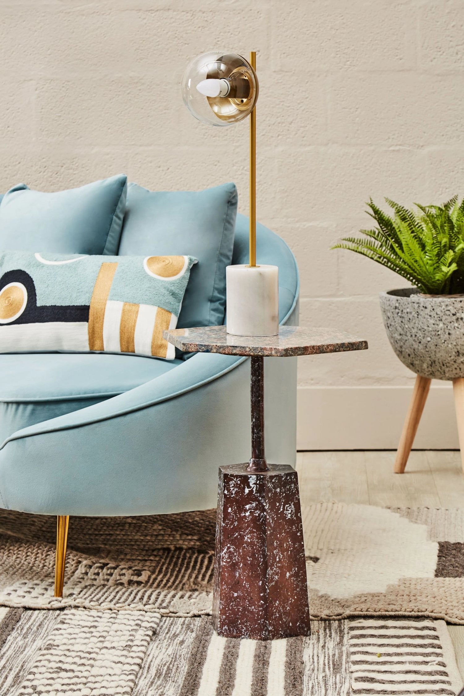 Fitzroy Gold Finish Metal & White Marble Table Lamp