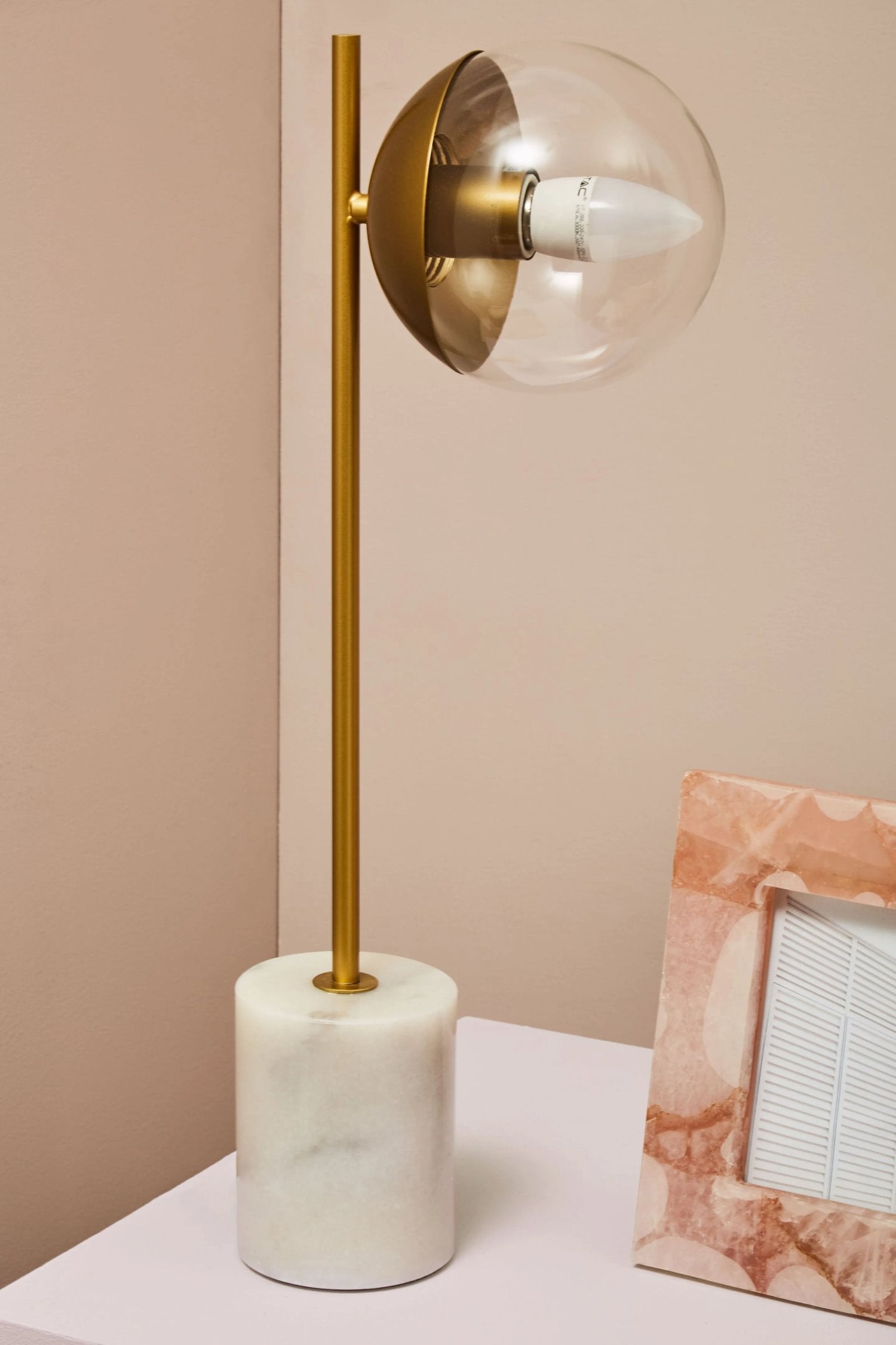 Fitzroy Gold Finish Metal & White Marble Table Lamp
