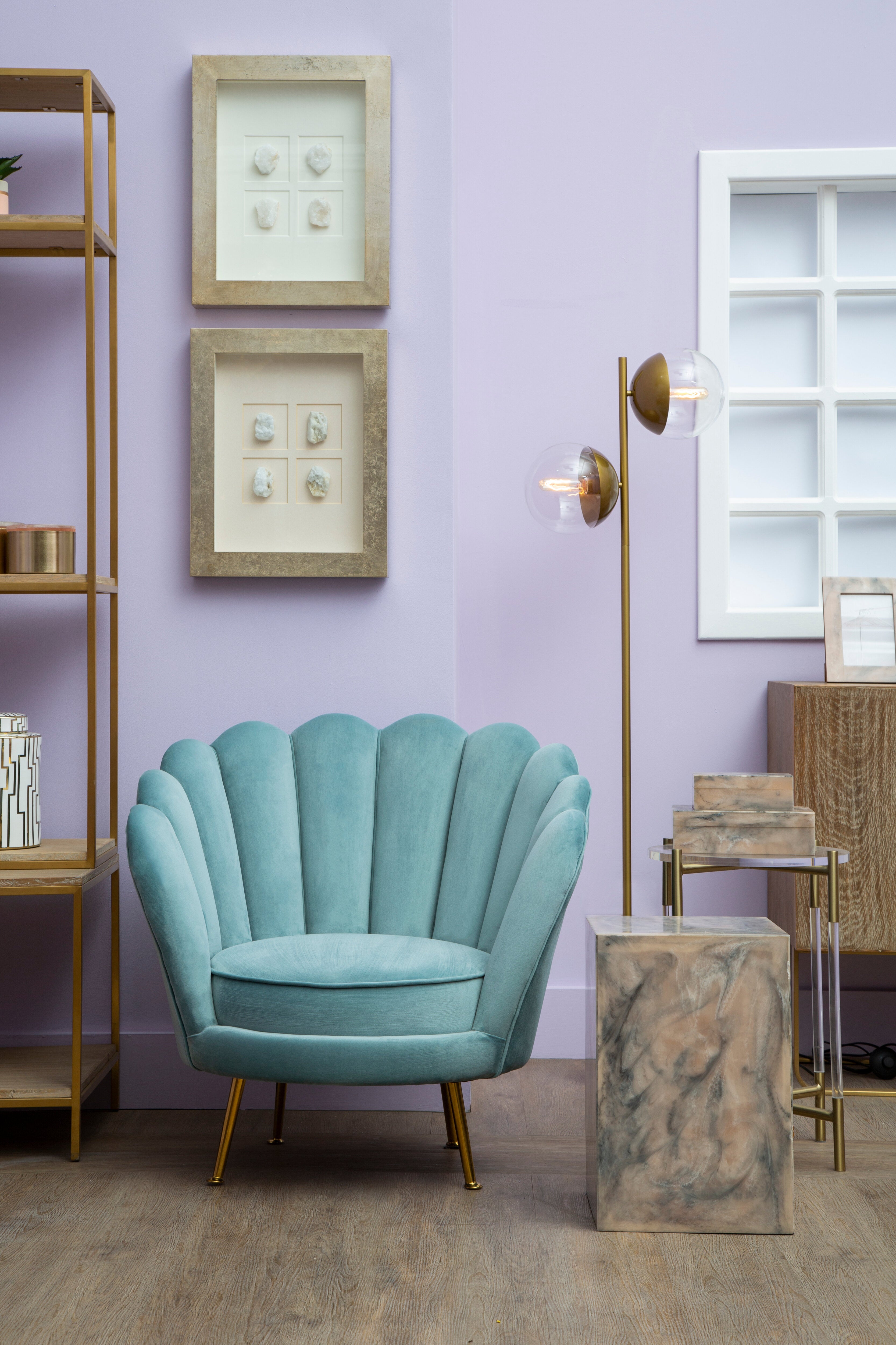 Kidston White Marble & Gold Double Floor Lamp