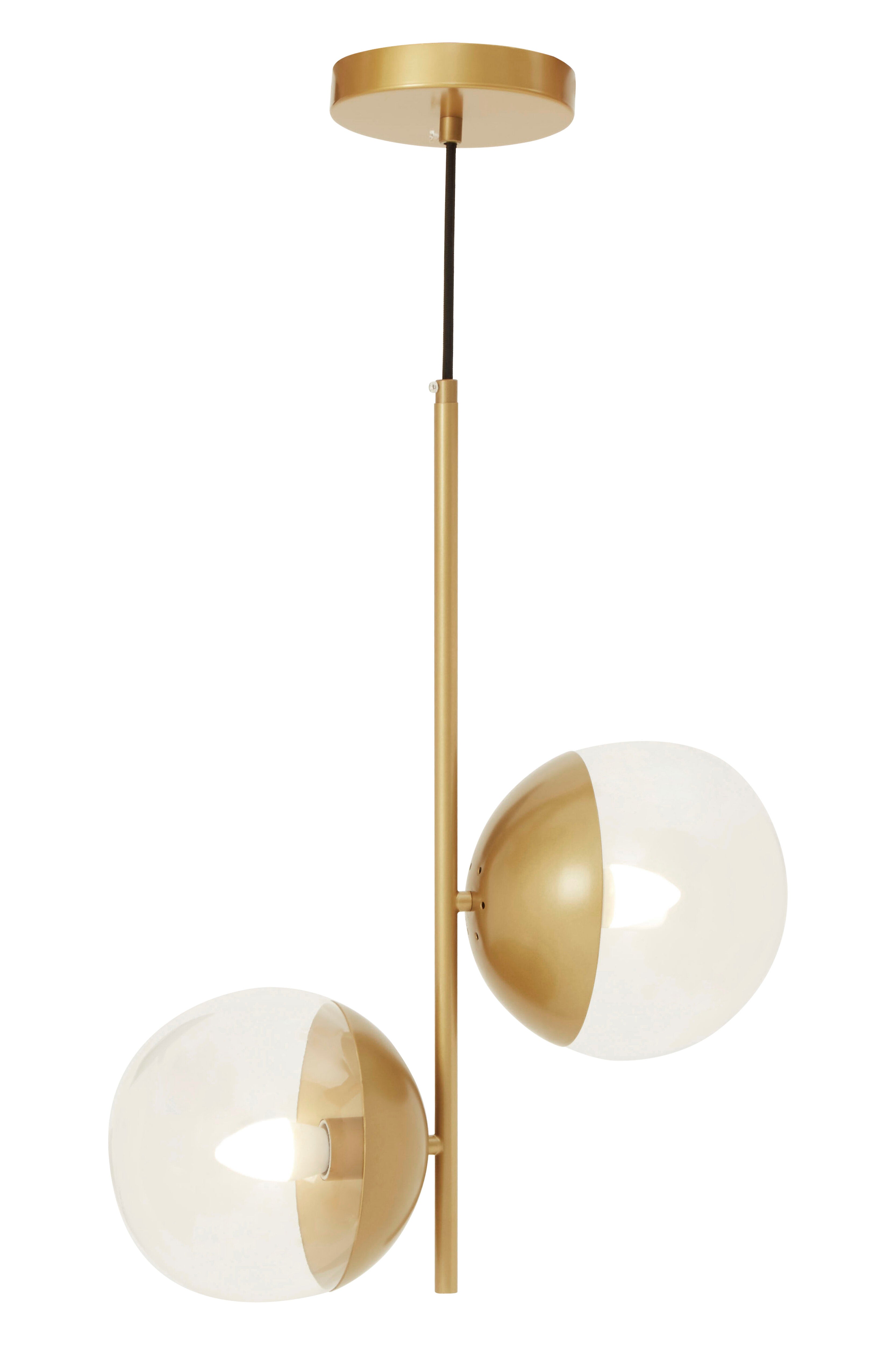 Kidston Gold Finish Pendant Light With Two Glass Shades