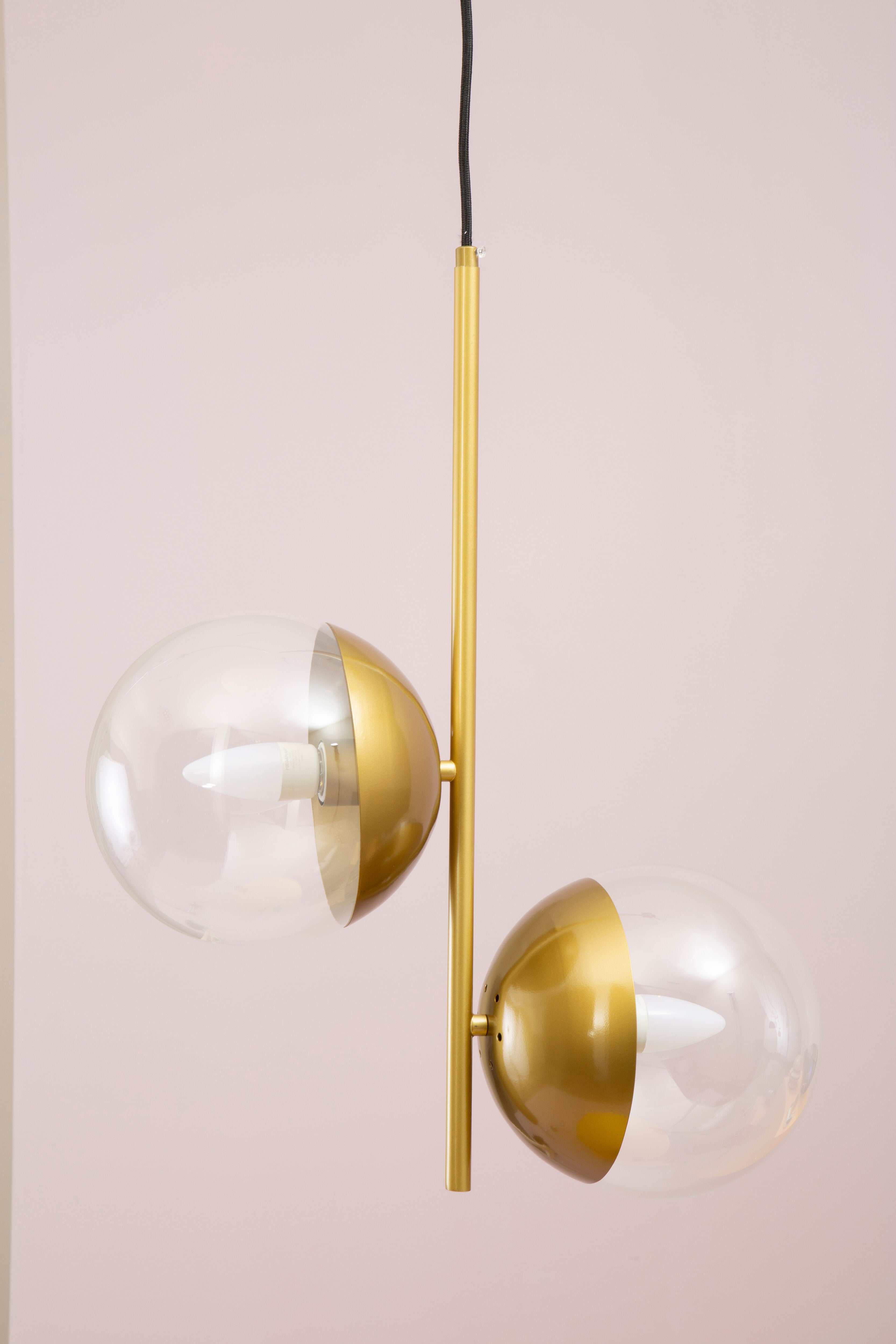 Kidston Gold Finish Pendant Light With Two Glass Shades