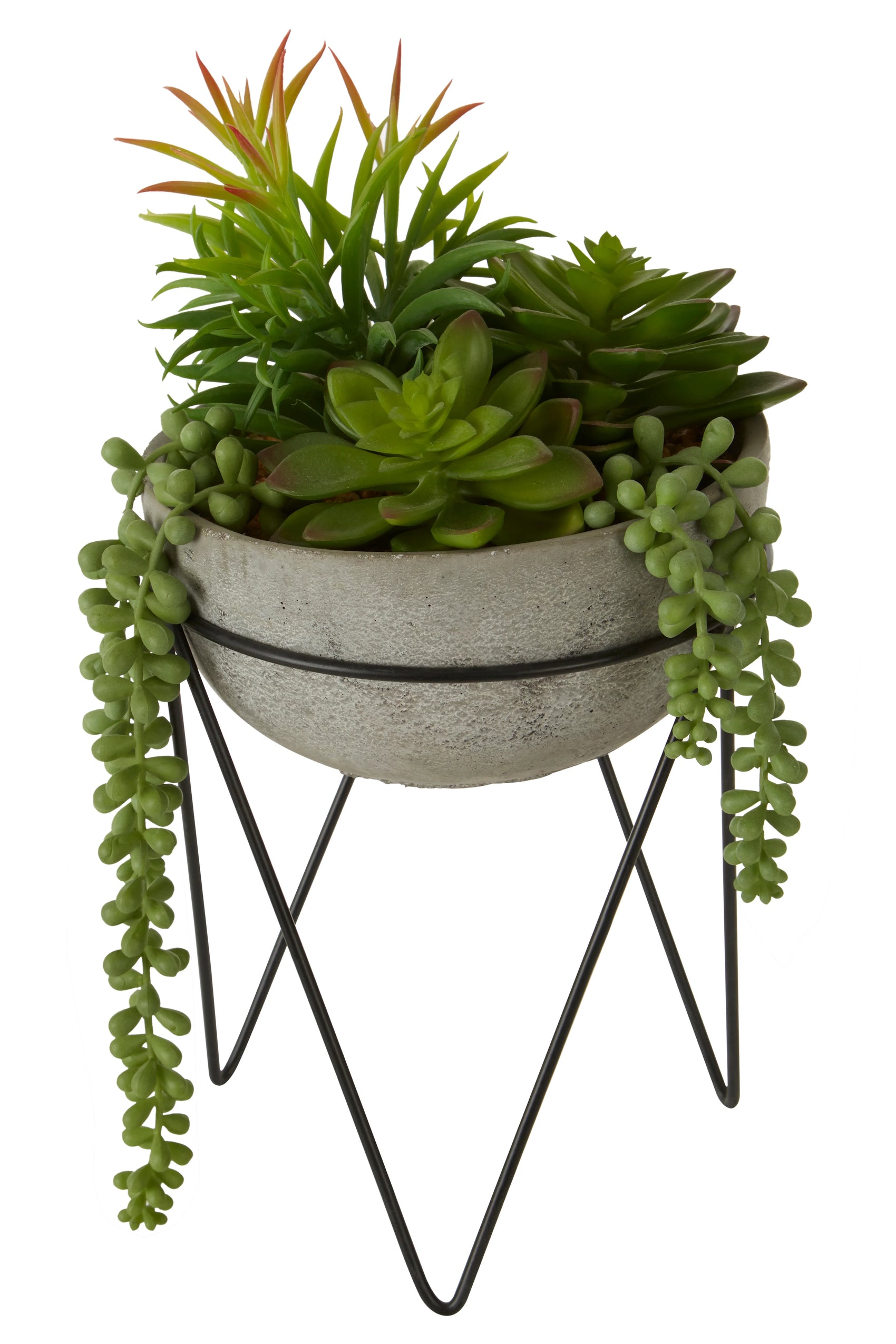 Edan Artificial Mixed Succulent Plant in Grey Ceramic Standing Planter