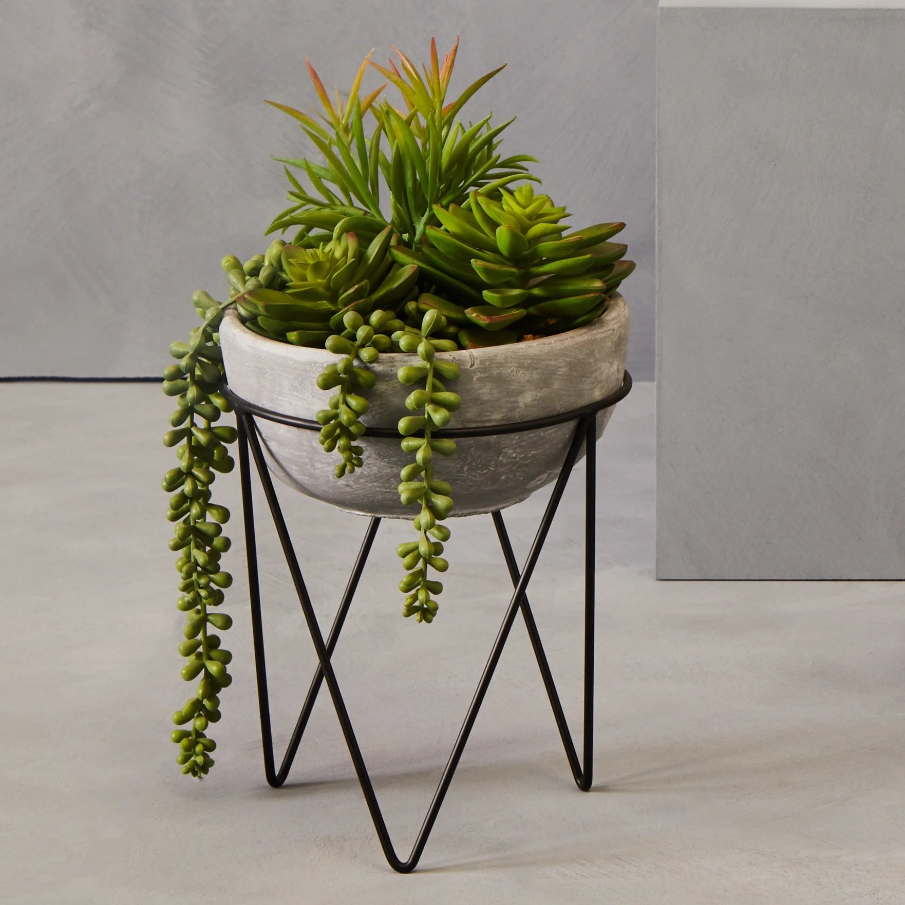 artificial succulents in grey pots Edan Artificial Mixed Succulent Plant in Grey Ceramic Standing Planter