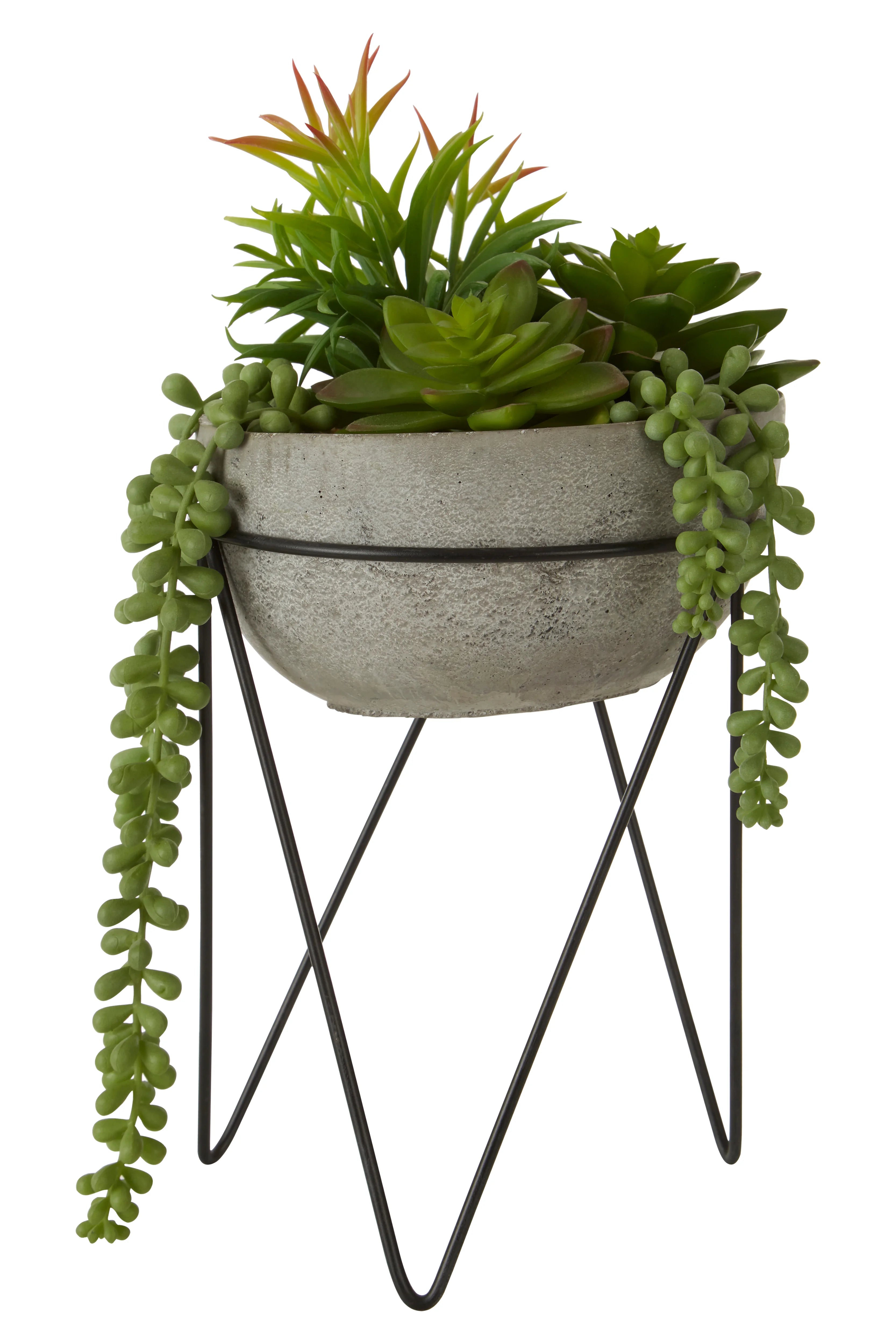 Edan Artificial Mixed Succulent Plant in Grey Ceramic Standing Planter
