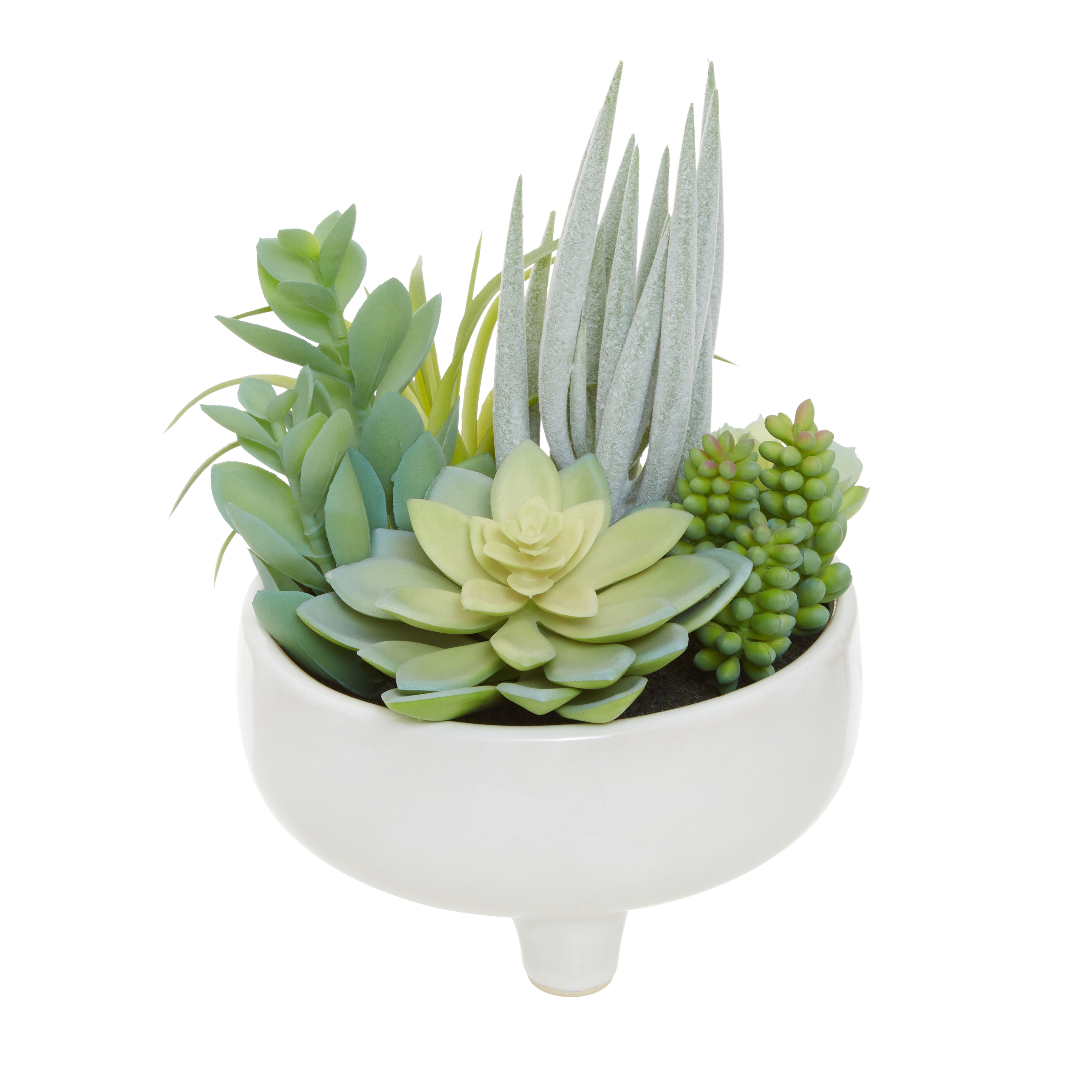 faux succulents in white pots Edan Mixed Artificial Succulents In Large White Ceramic Pot