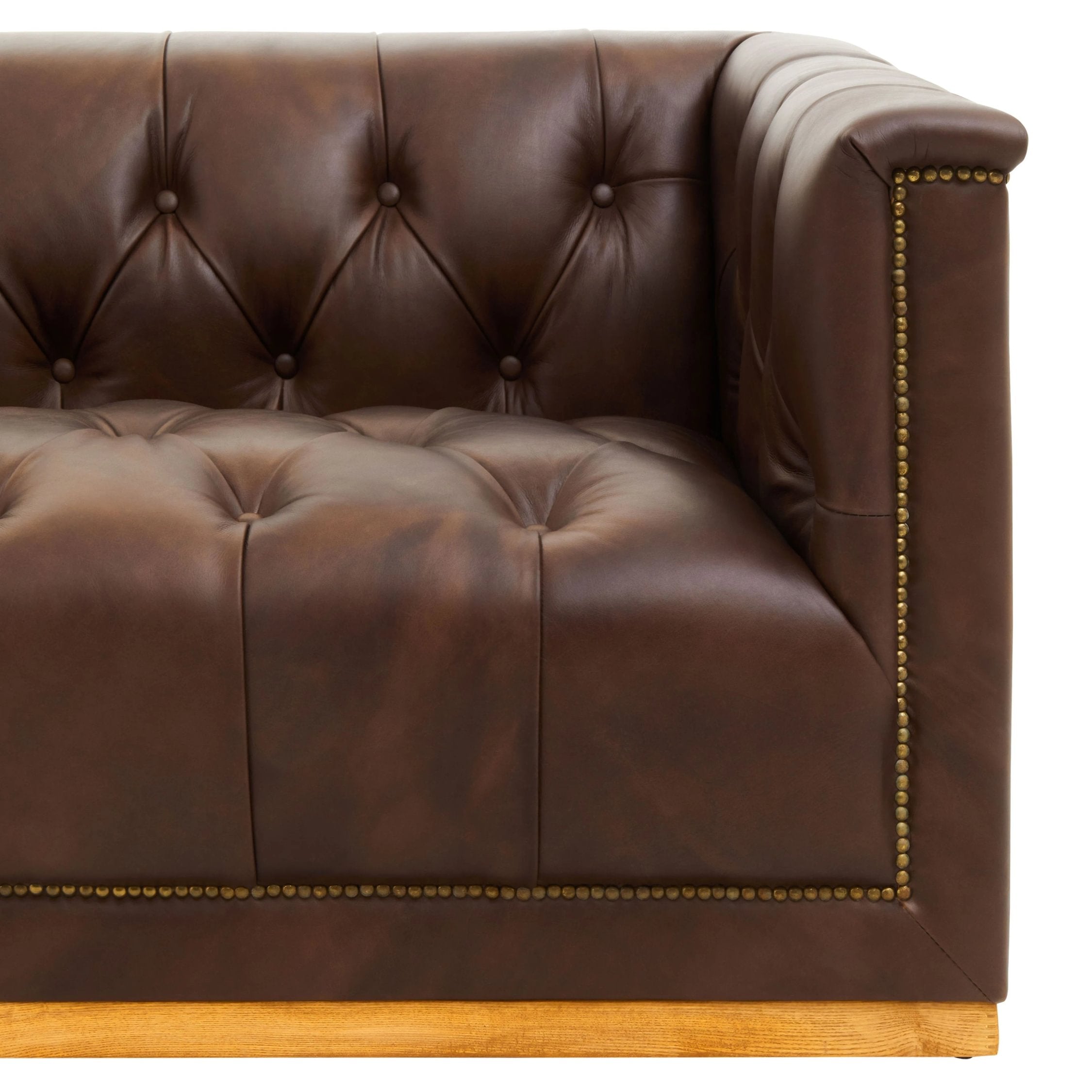 Burlington Dark Brown Leather 3 Seater Modern Chesterfield Sofa 238 x 88 x 64cm