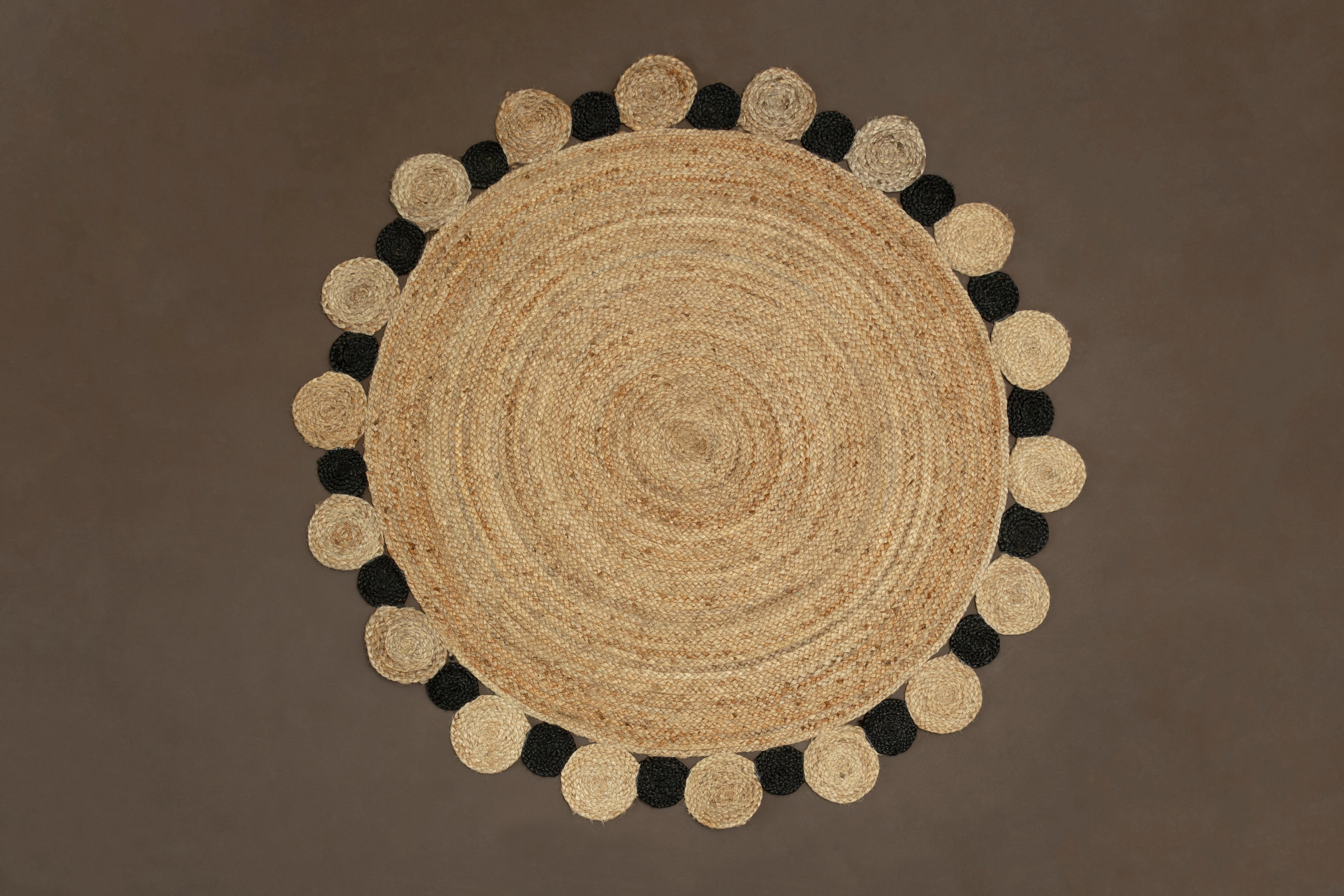 Mindy Demir Large Natural & Black Jute Rug