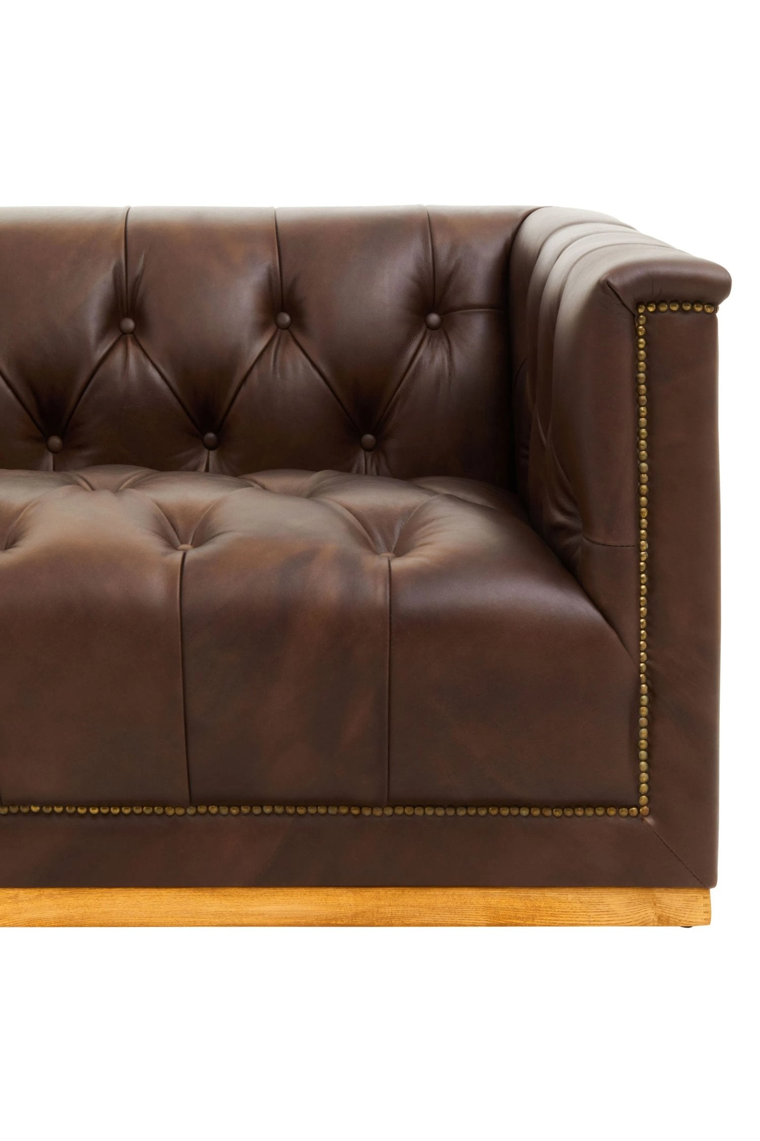 Burlington Dark Brown Leather 3 Seater Modern Chesterfield Sofa 238 x 88 x 64cm