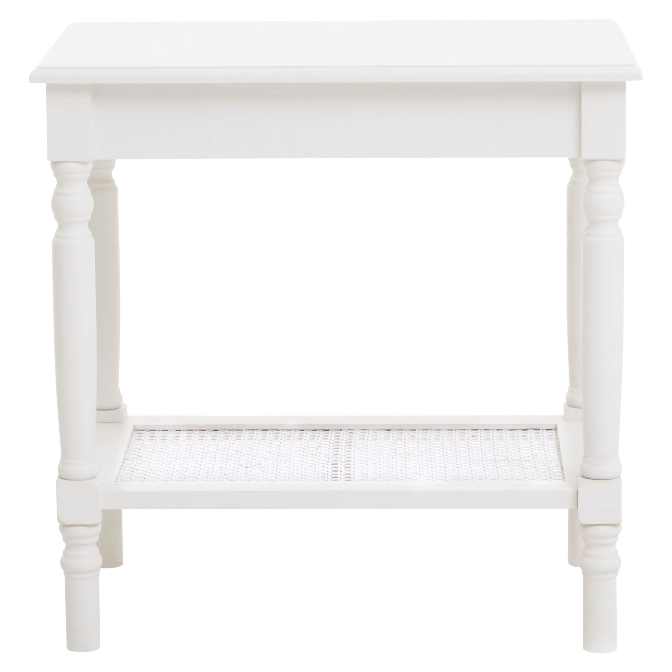 Chelsea White Wood Side Table with Lower Shelf