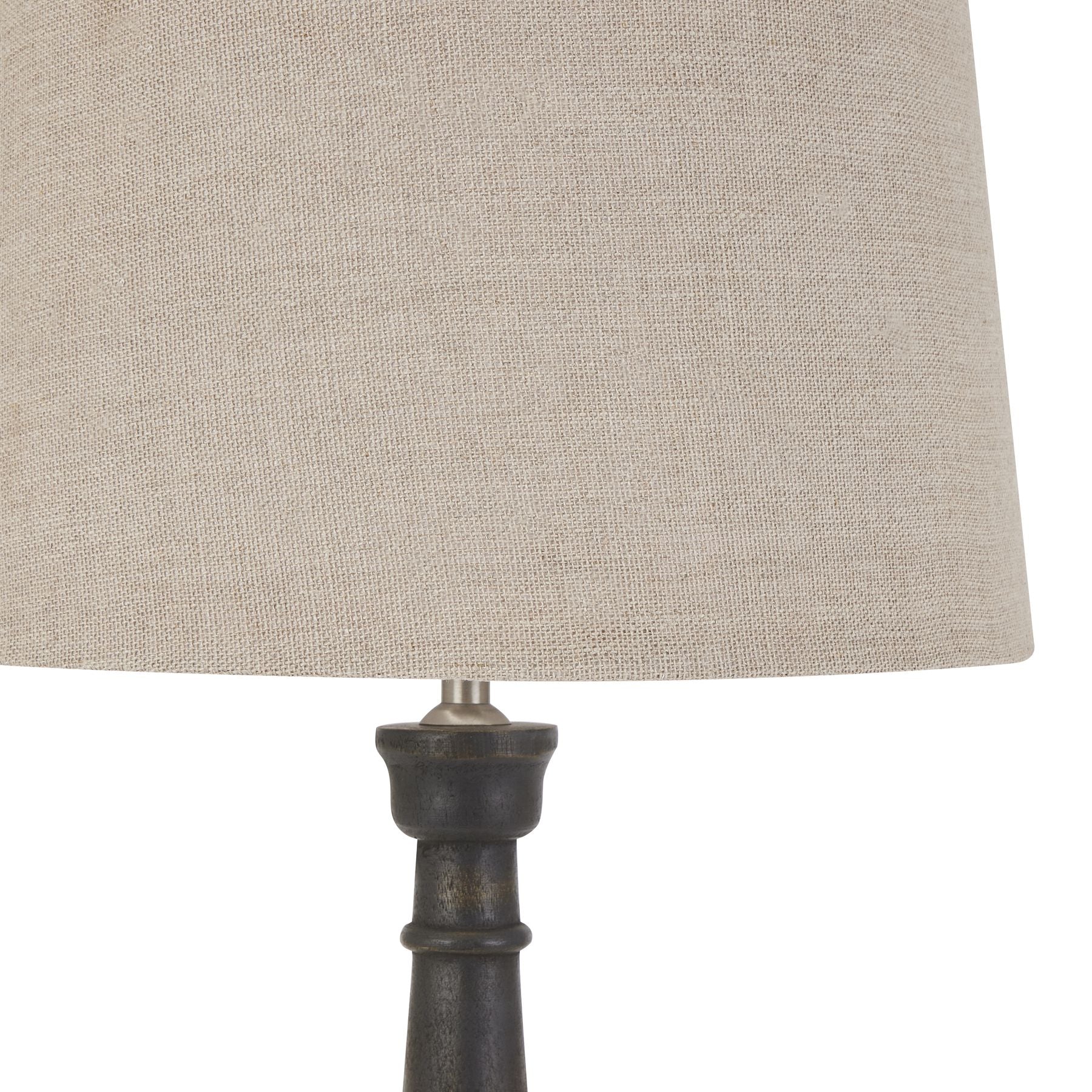 Delaney Grey Bead Candlestick Lamp With Linen Shade