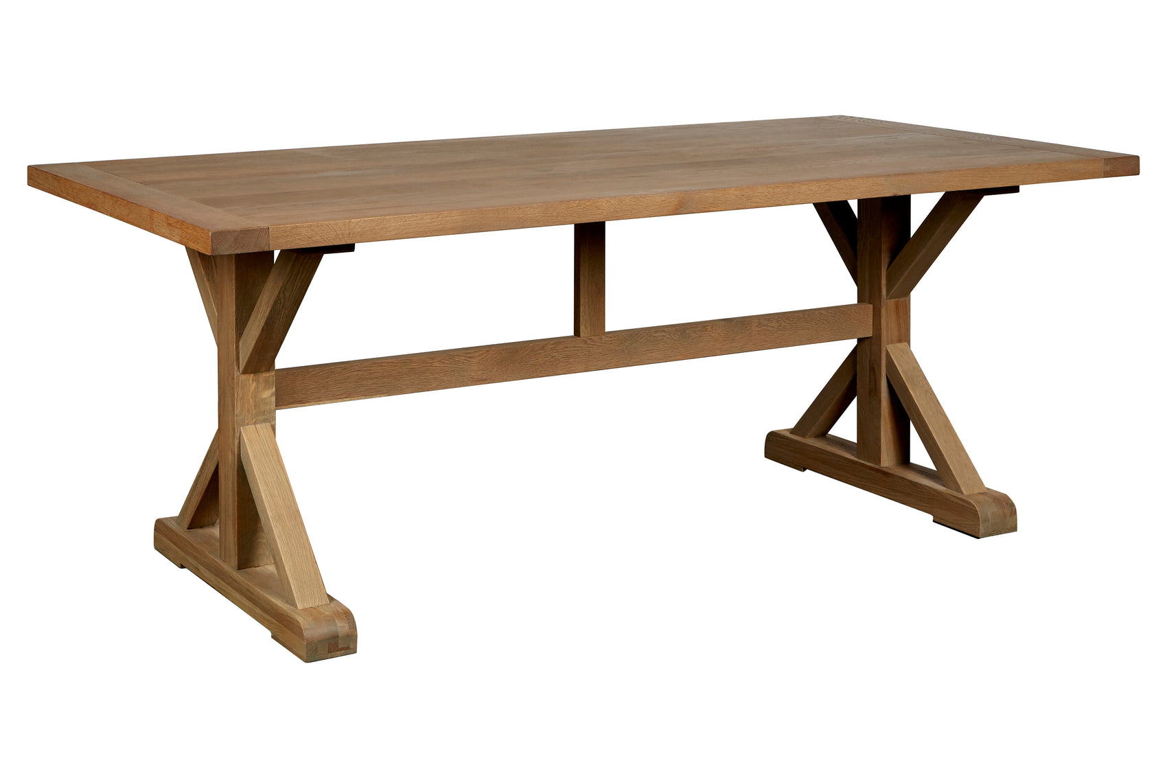 Menton Brown Solid Aged Oak Wood Wood Rectangle Dining Table | 6 Seater