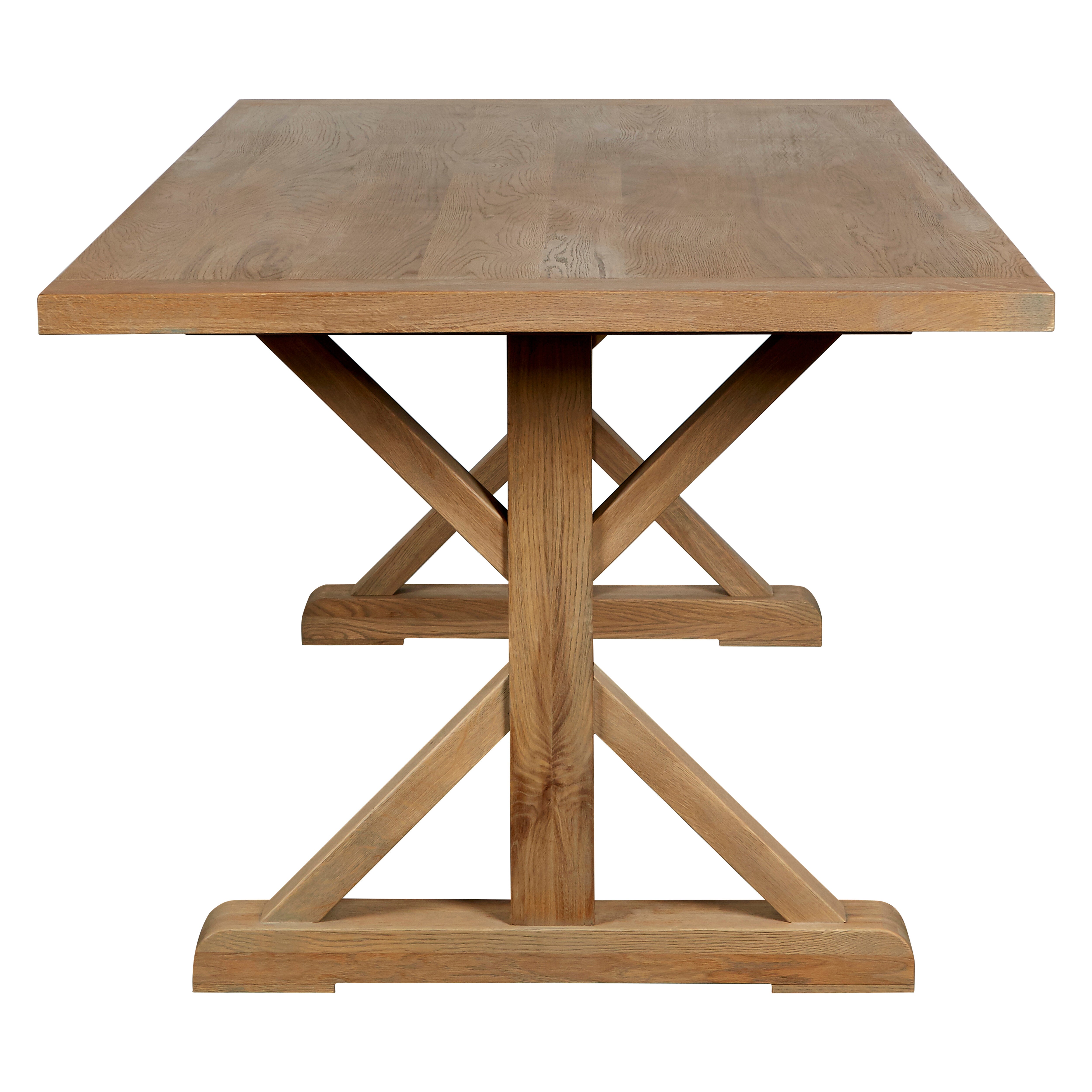 Menton Brown Solid Aged Oak Wood Wood Rectangle Dining Table | 6 Seater