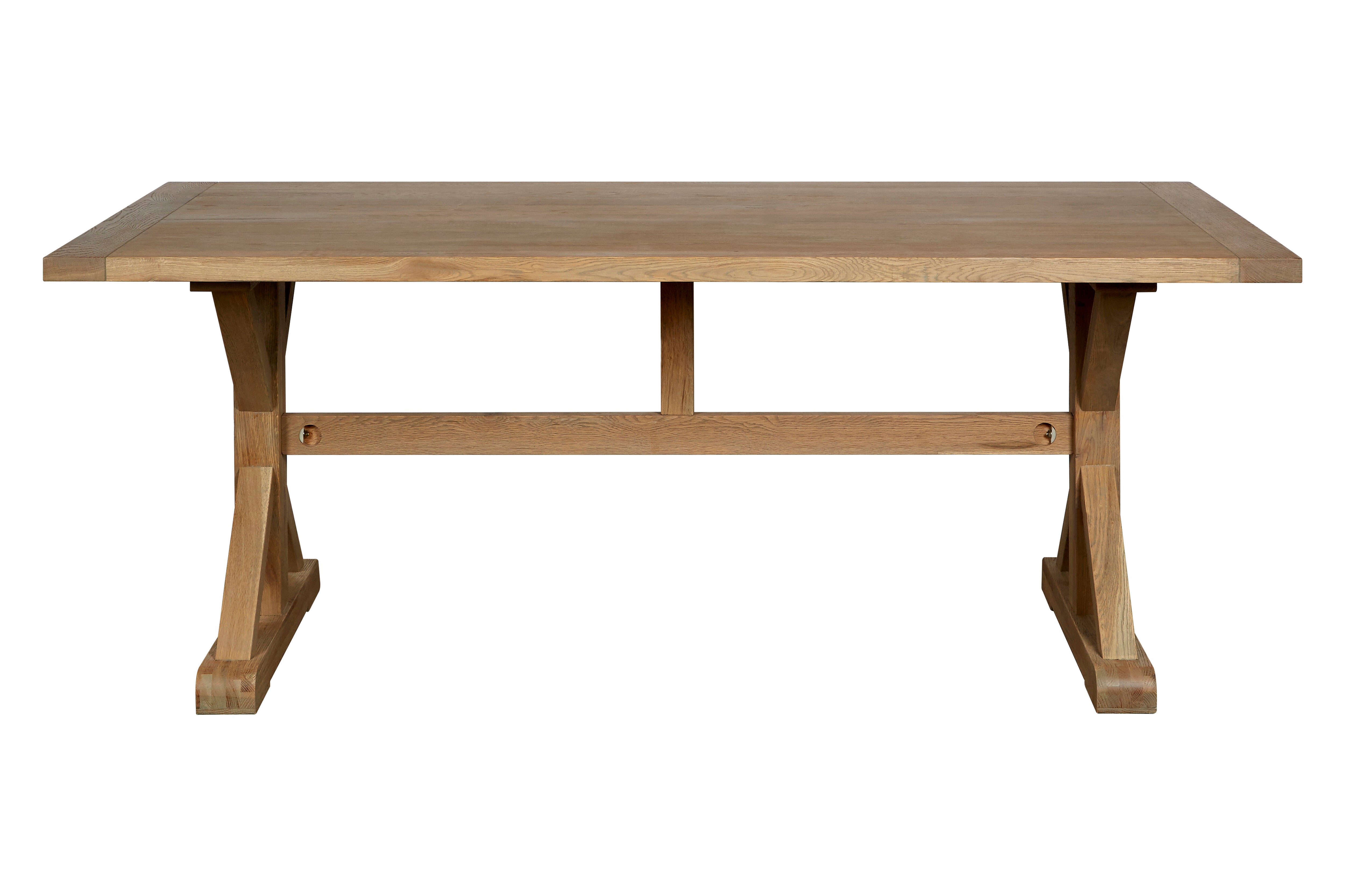 Menton Brown Solid Aged Oak Wood Wood Rectangle Dining Table | 6 Seater