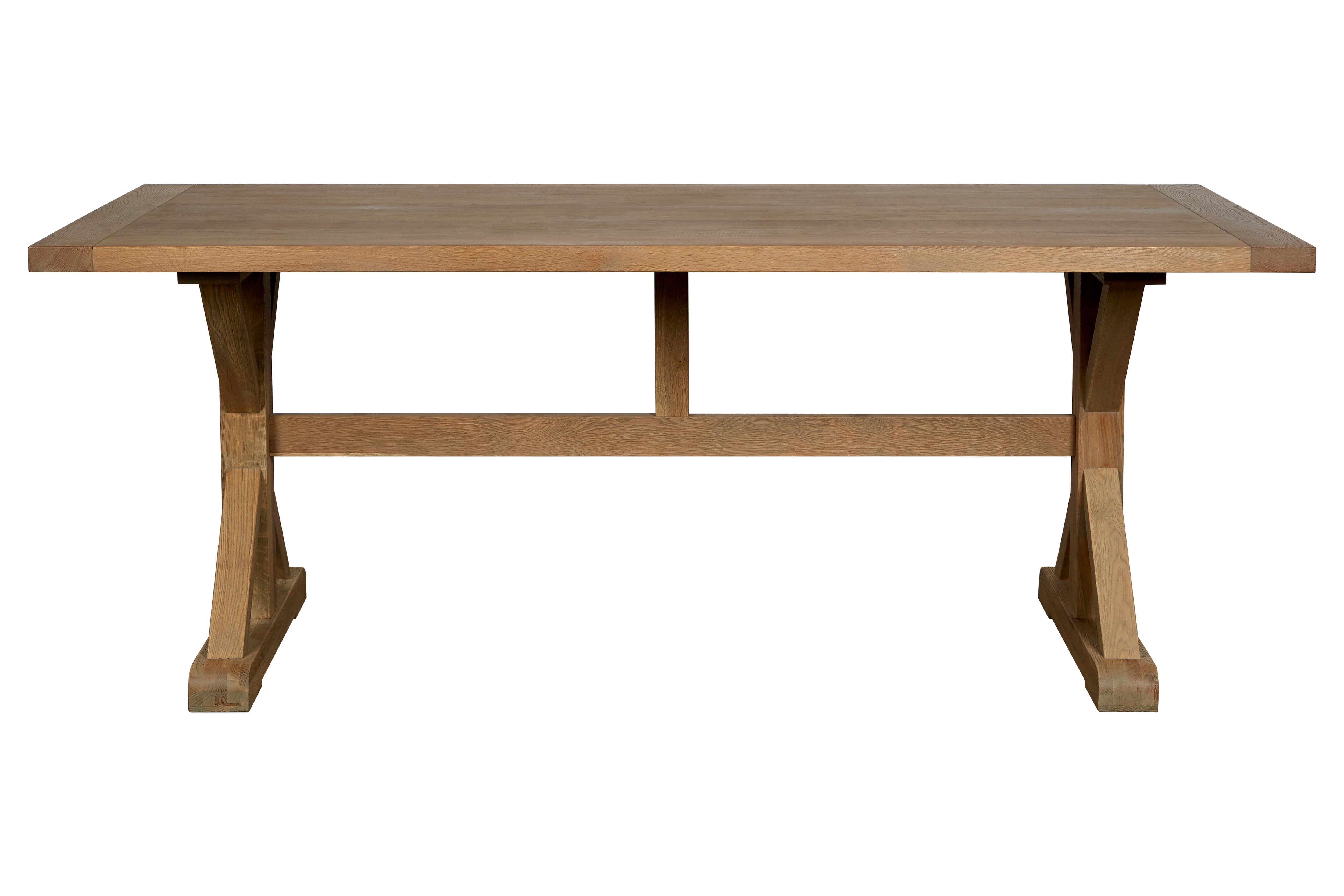 Menton Brown Solid Aged Oak Wood Wood Rectangle Dining Table | 6 Seater