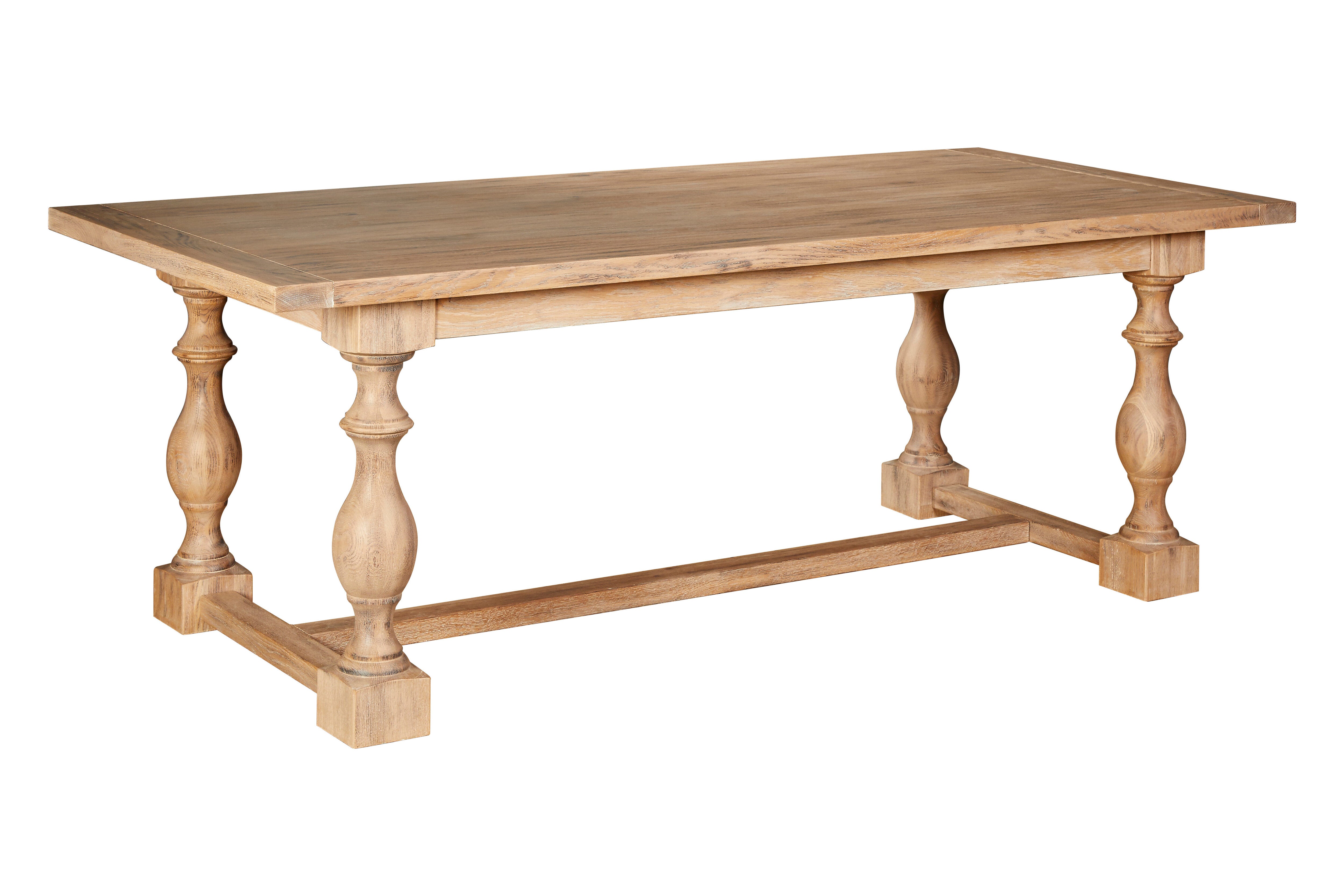 Menton Solid Oak Wood Carved Rectangle Dining Table