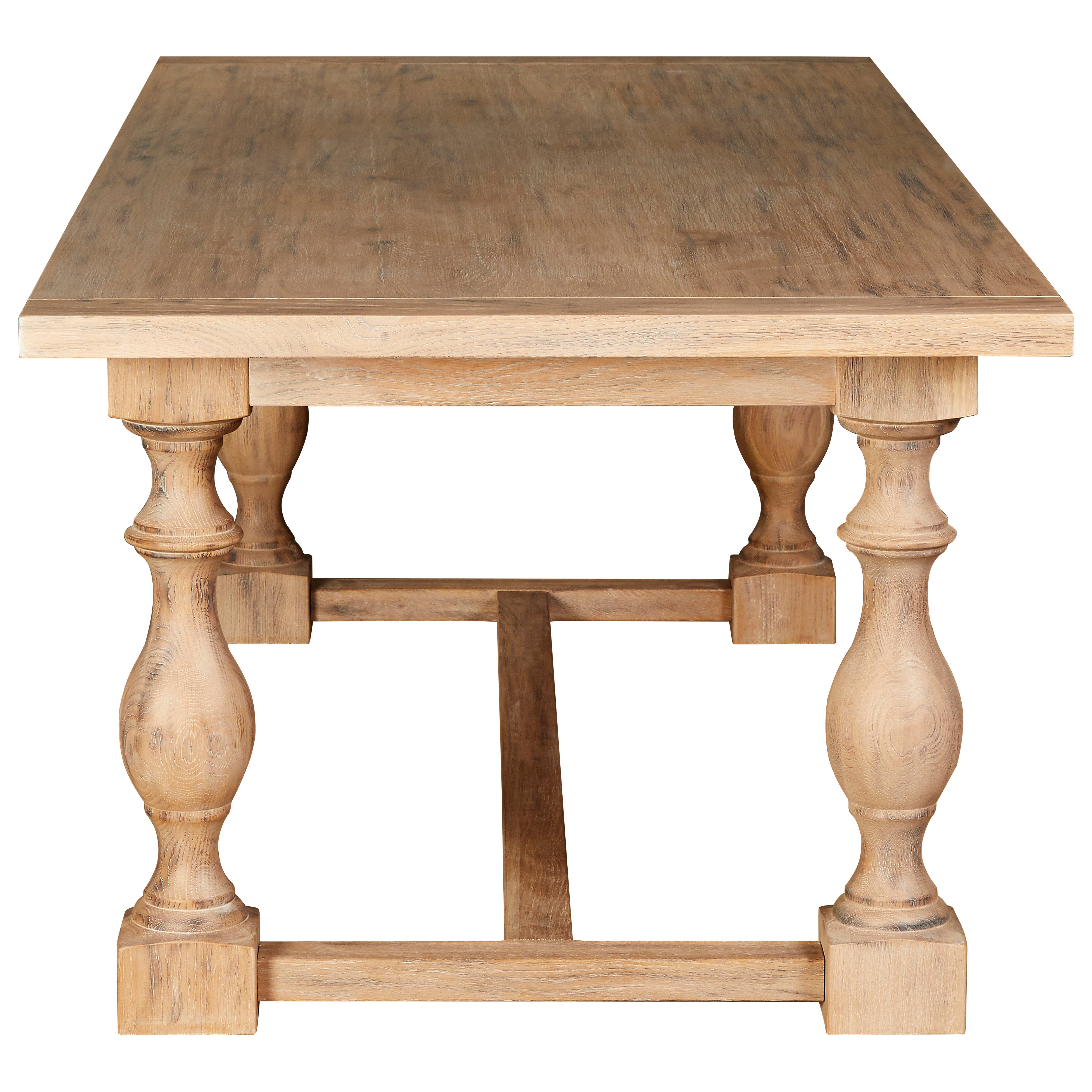 Menton Solid Oak Wood Carved Rectangle Dining Table
