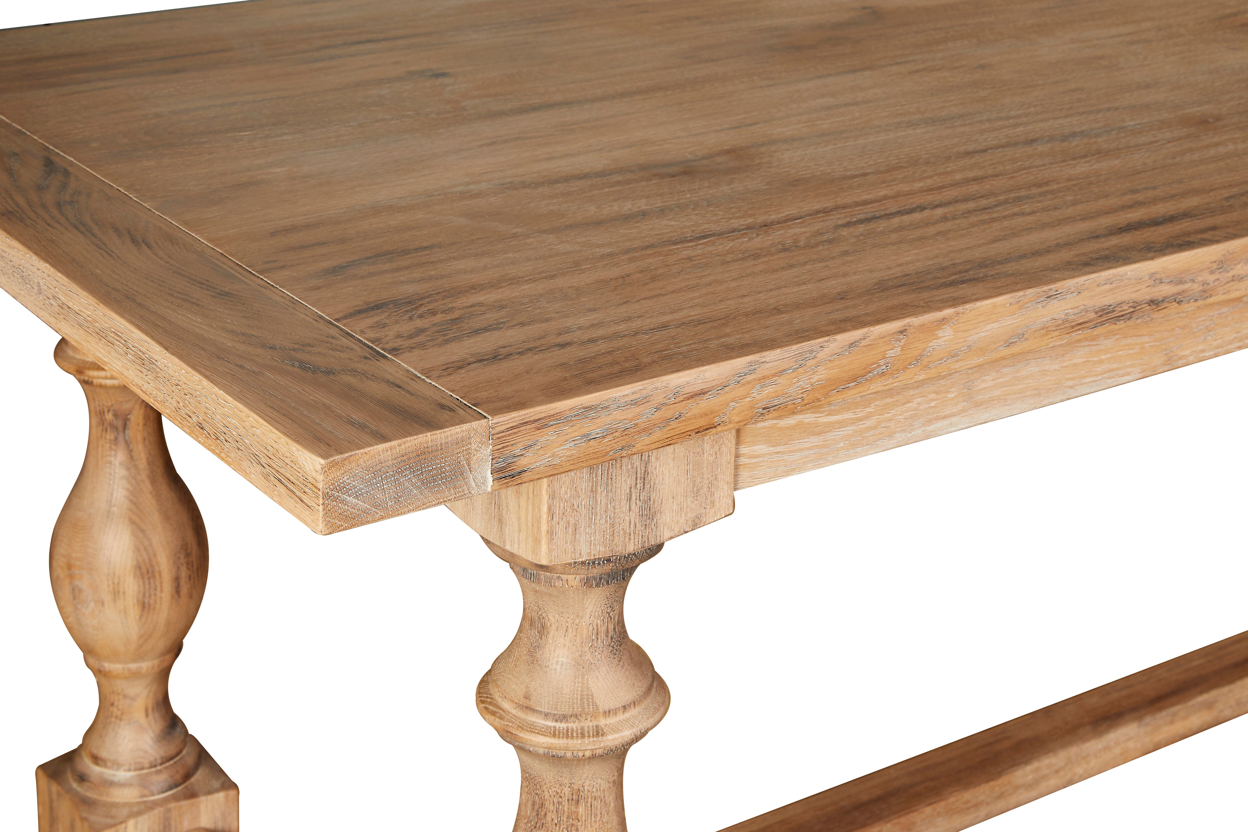 Menton Solid Oak Wood Carved Rectangle Dining Table