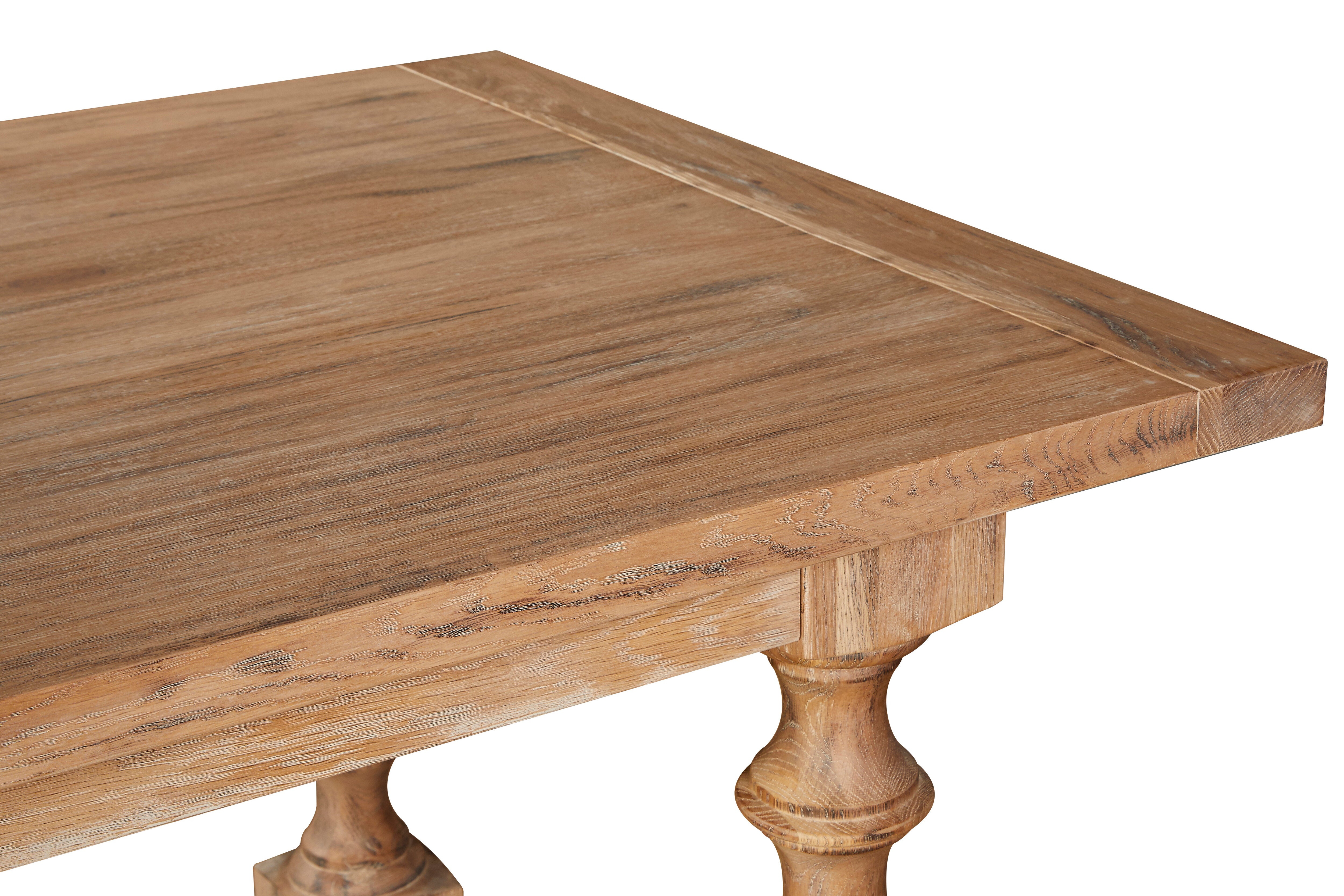 Menton Solid Oak Wood Carved Rectangle Dining Table