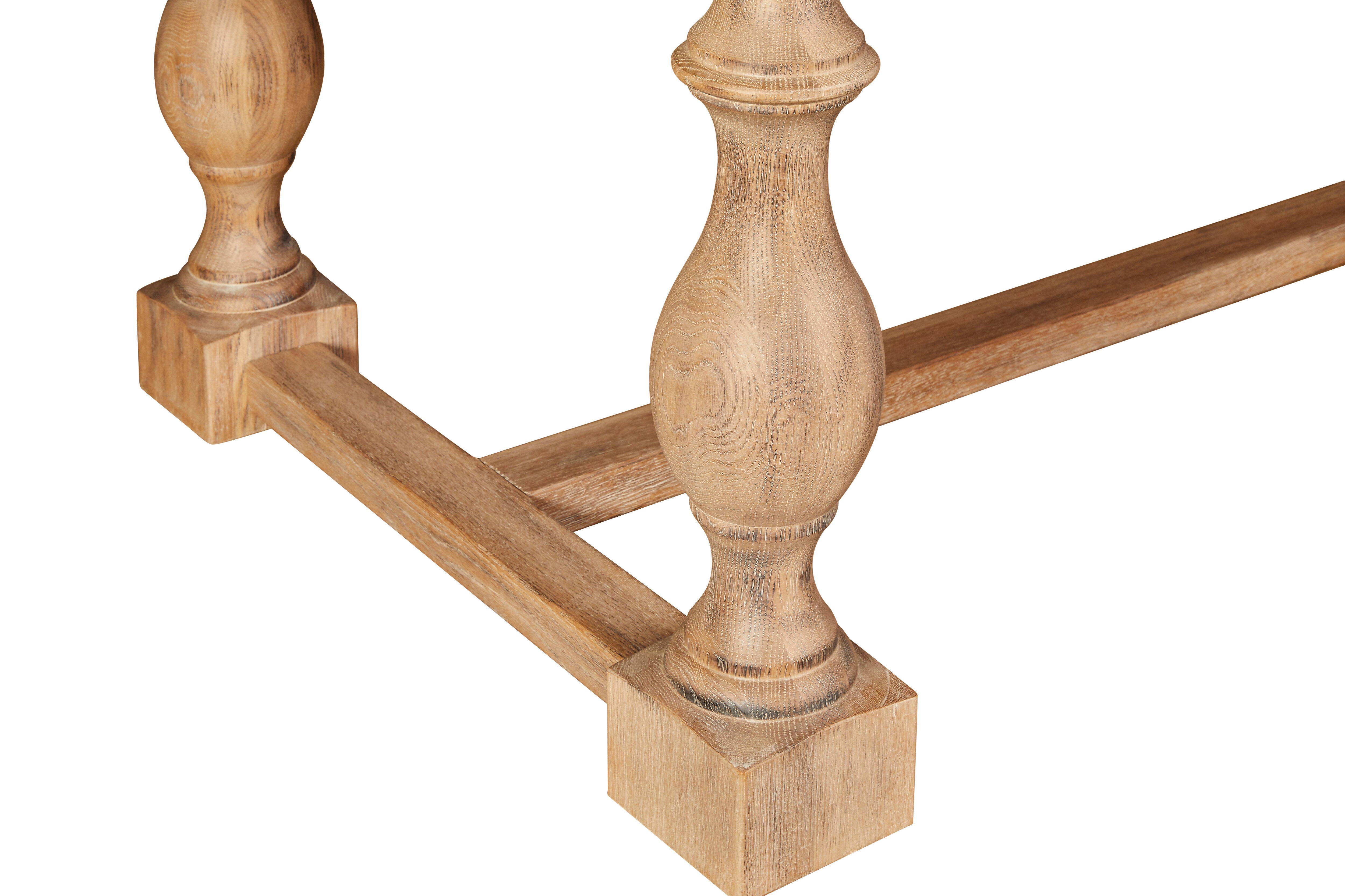 Menton Solid Oak Wood Carved Rectangle Dining Table