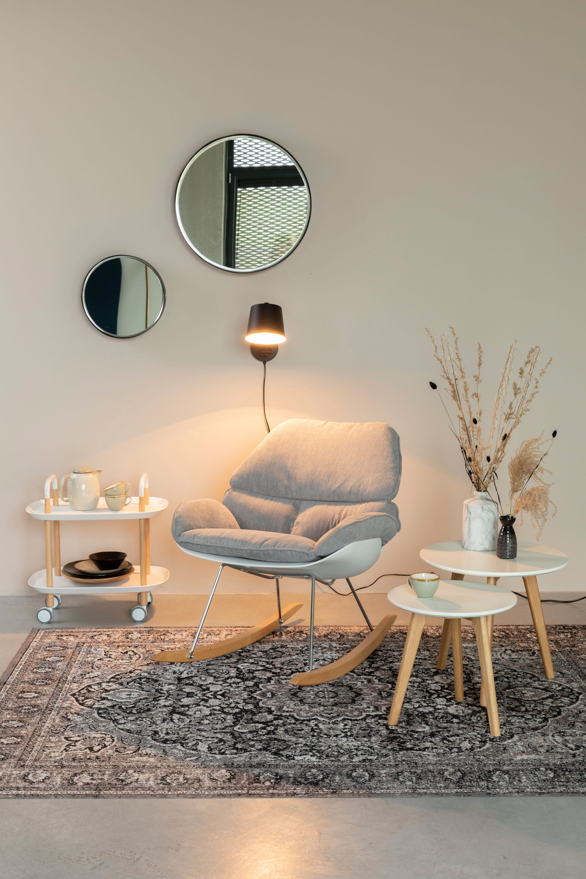 Set Of 2 Bodine White Side Tables Nest