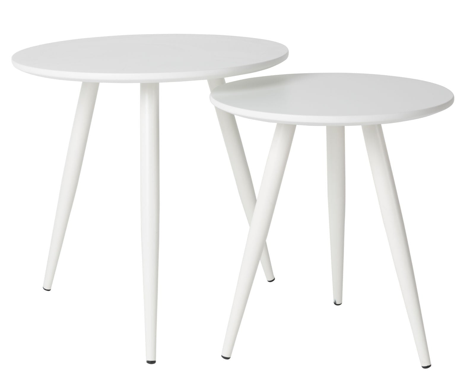 Set Of 2 Daven White Wood Side Tables Nest