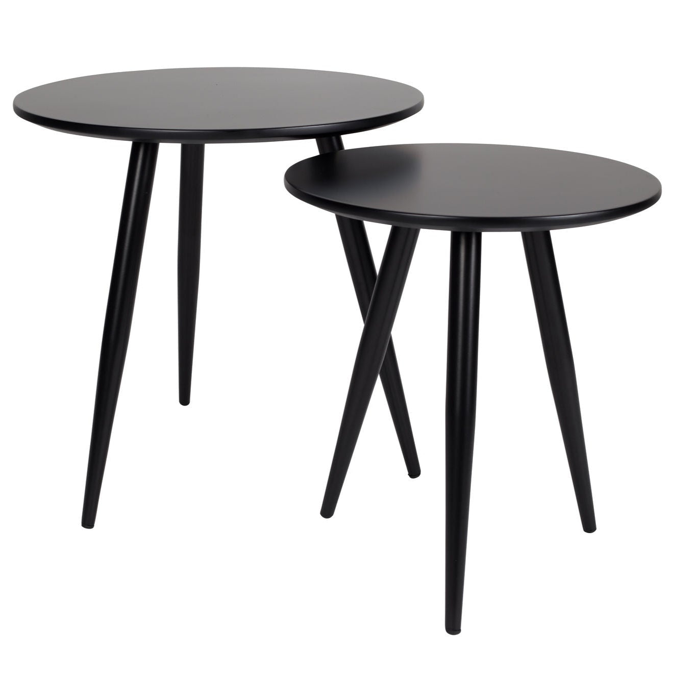 Set Of 2 Daven Black Wood Side Tables Nest