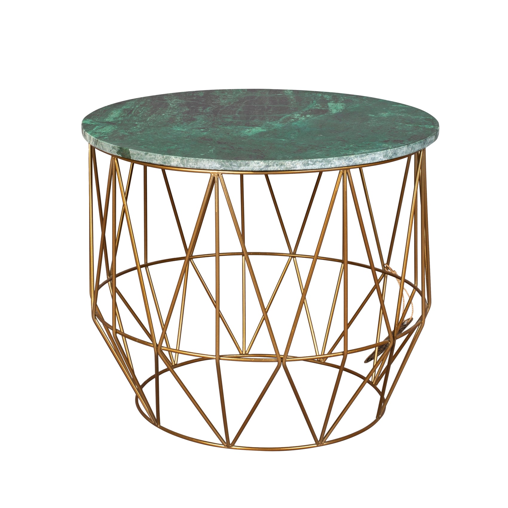 Dutchbone Boss Green Marble & Gold Side Table