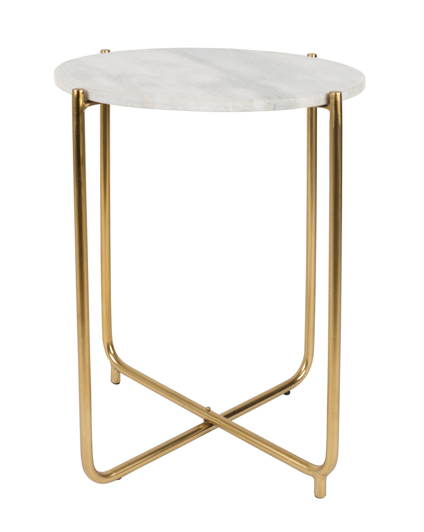 Timpa White Marble & Gold Side Table