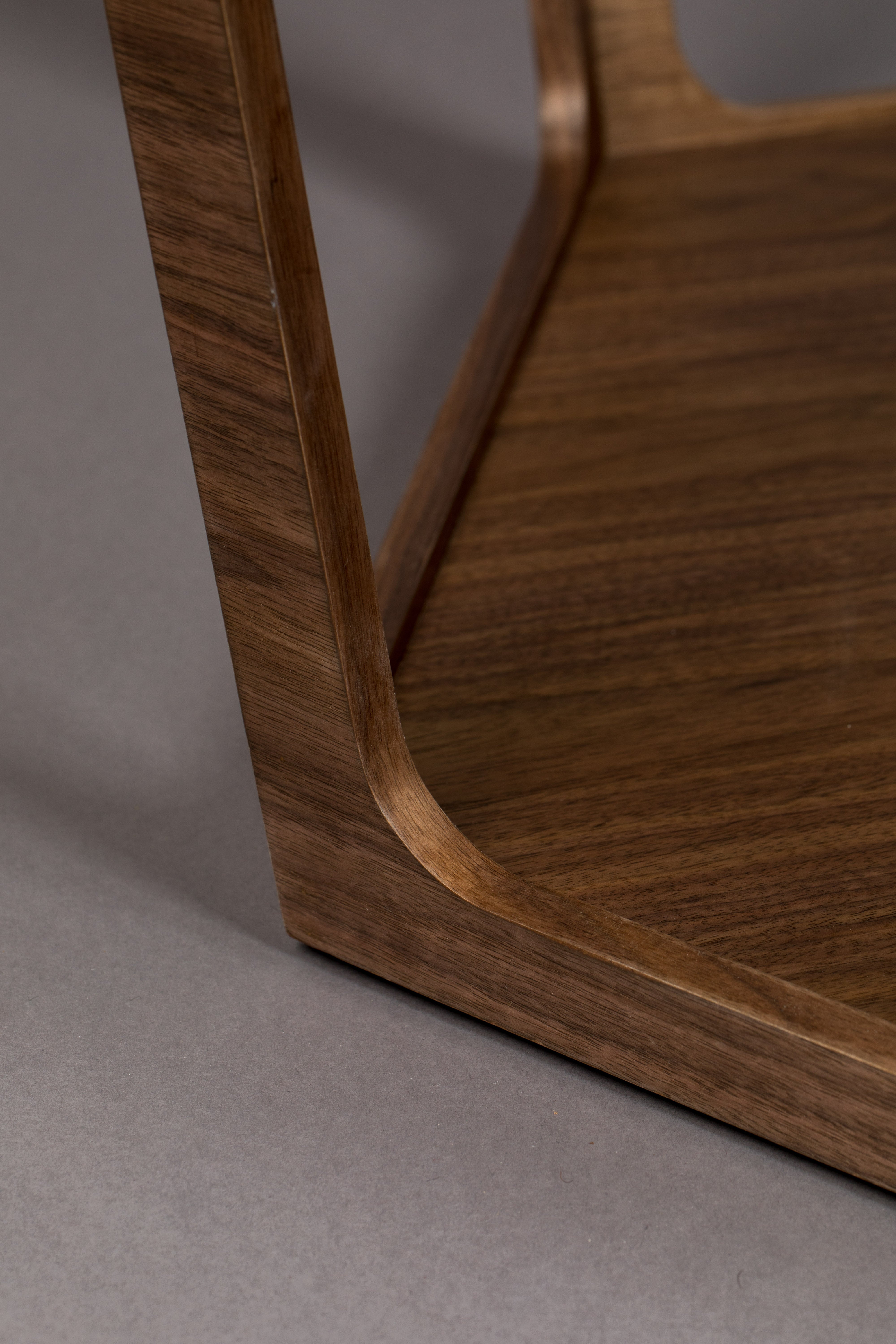 Dutchbone Sita Walnut Brown Wood & Glass Hexagon Coffee Table