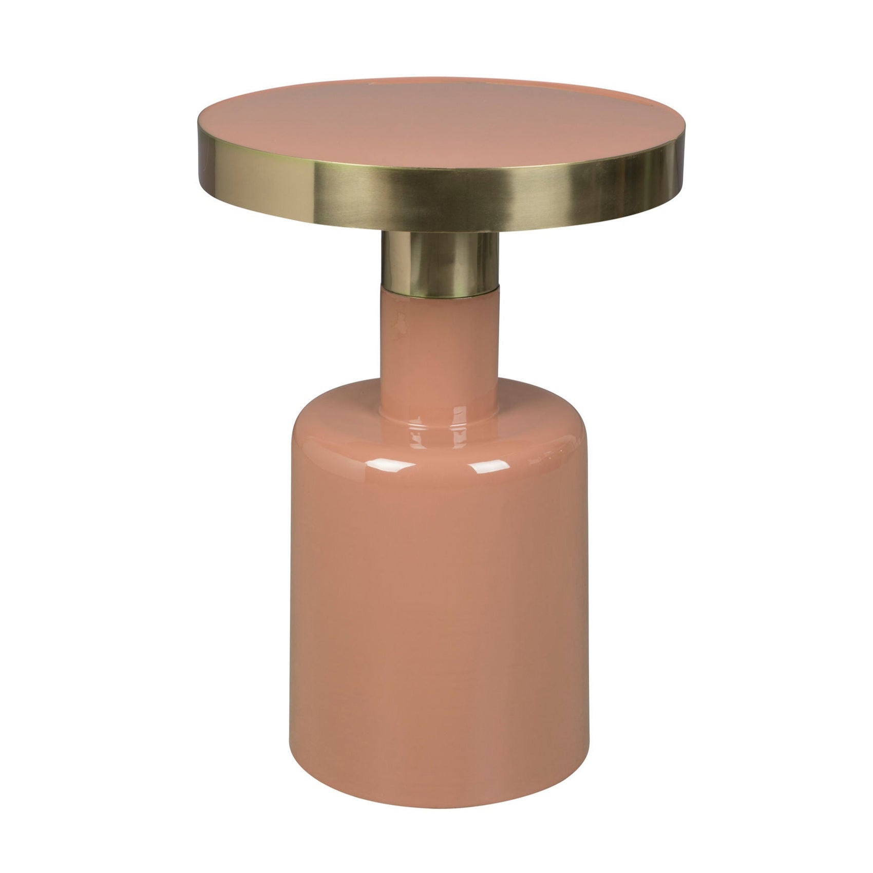 Zuiver Glam Gloss Pink & Gold Round Side Table