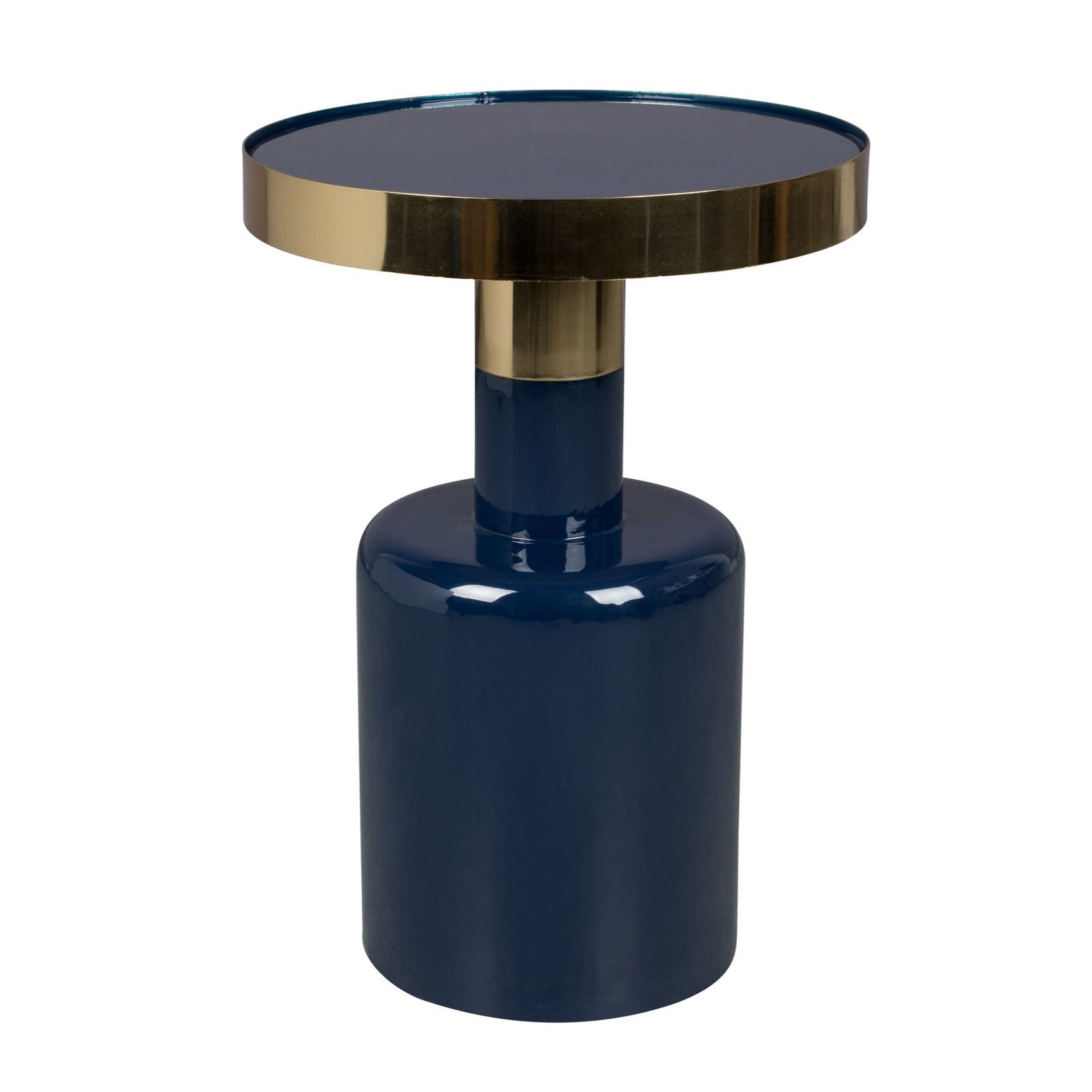 Zuiver Glam Gloss Blue & Gold Round Side Table