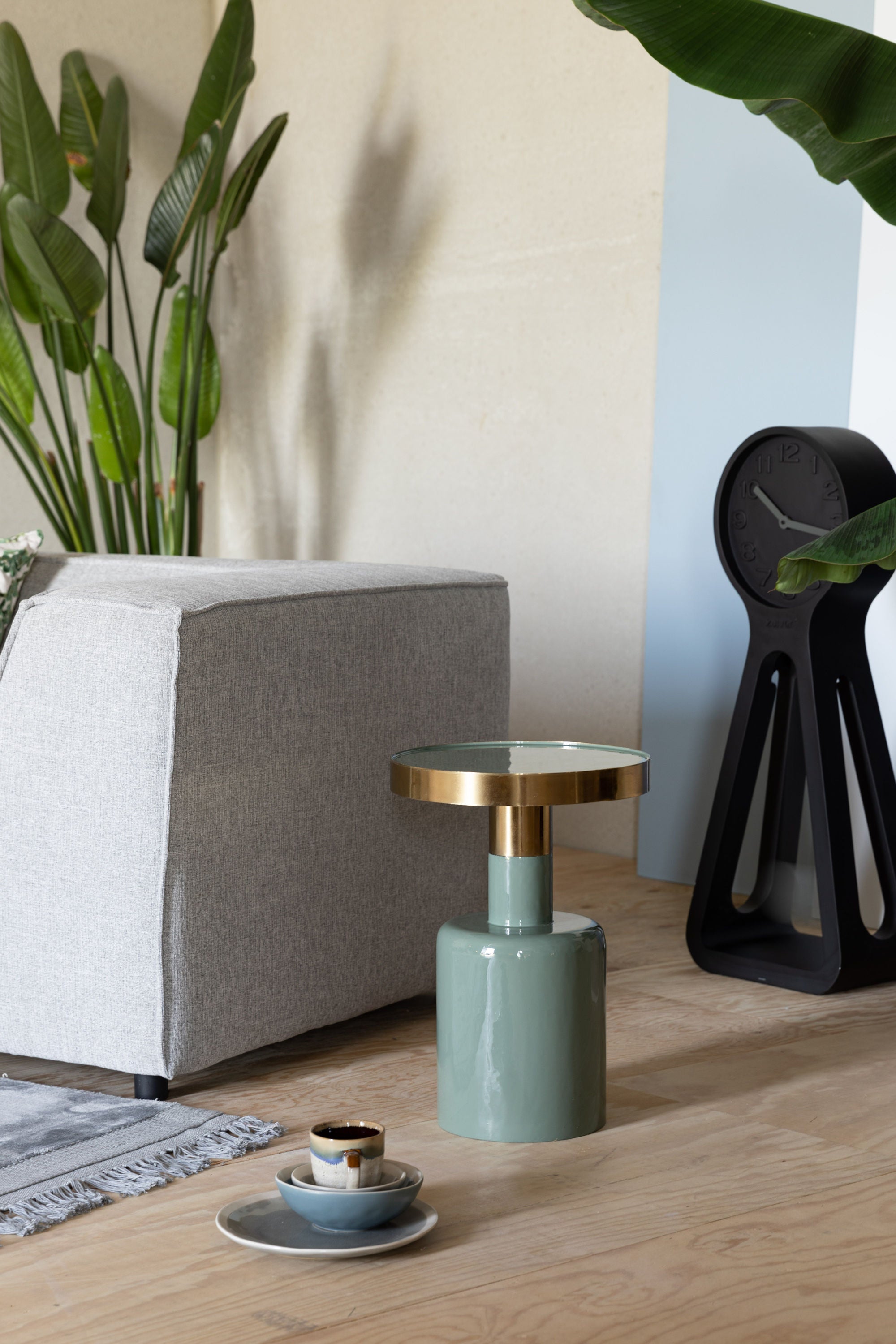 Zuiver Glam Gloss Green & Gold Round Side Table