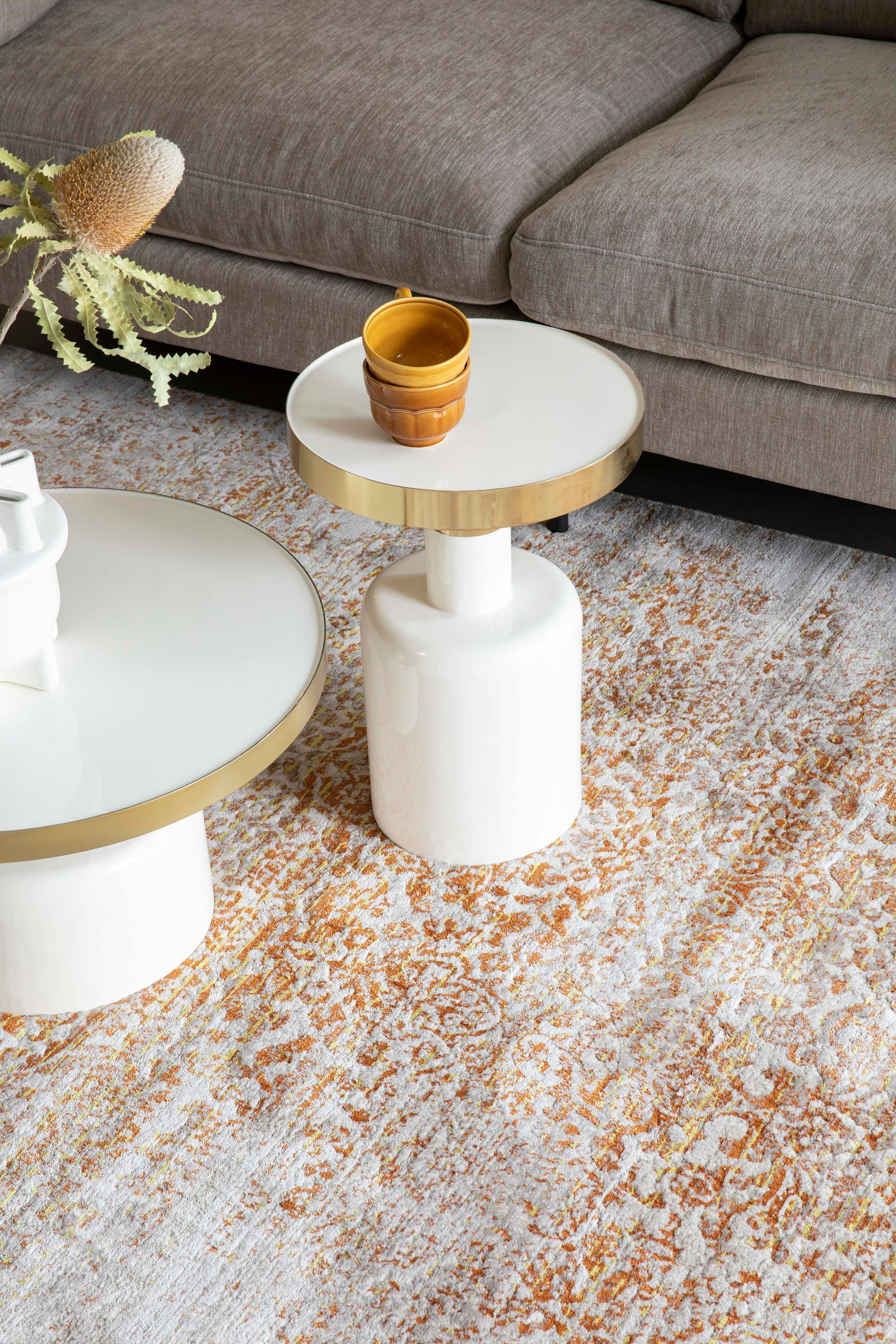 Zuiver Glam Gloss White & Gold Round Side Table