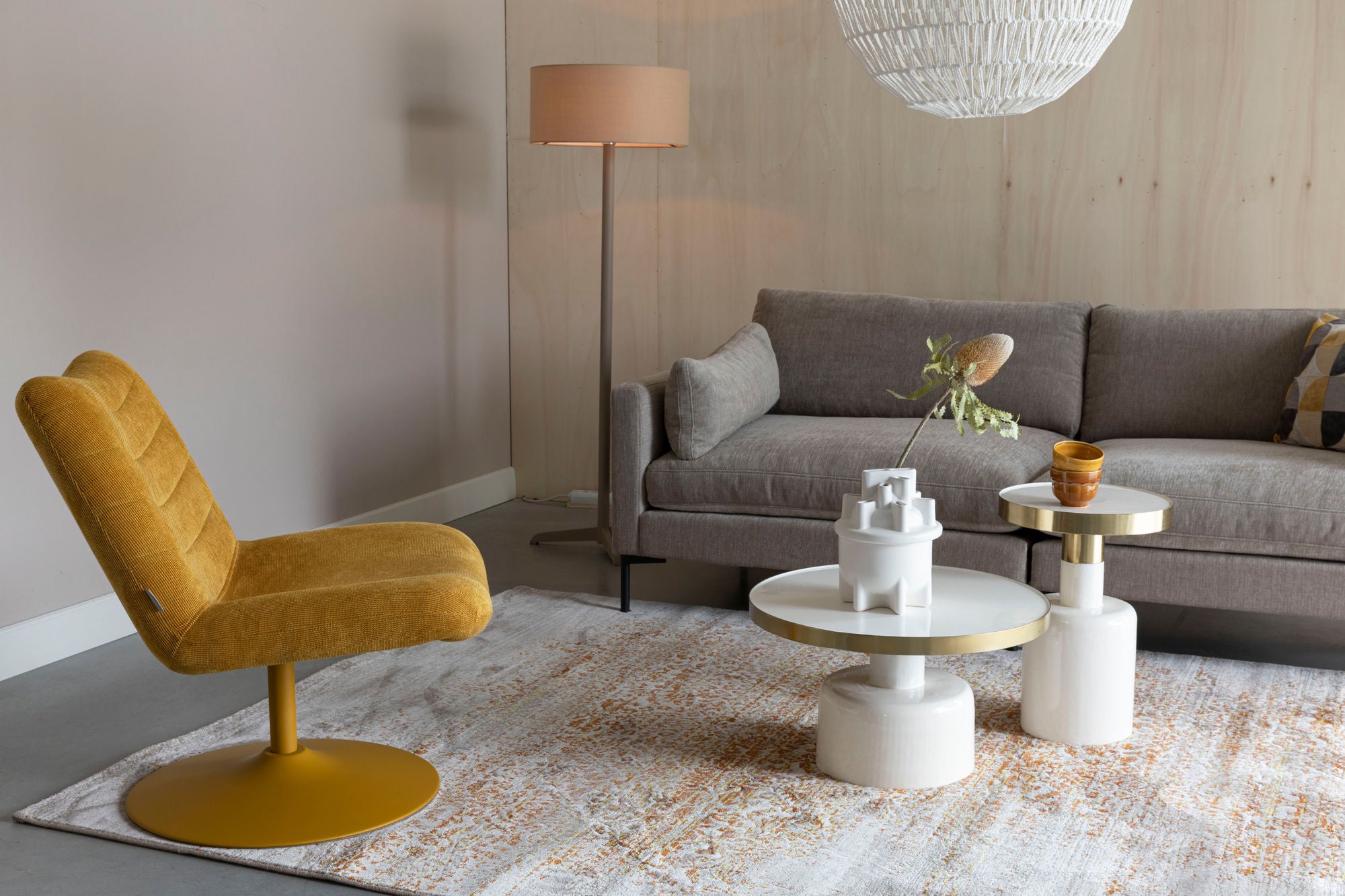 Zuiver Glam Gloss White & Gold Round Side Table