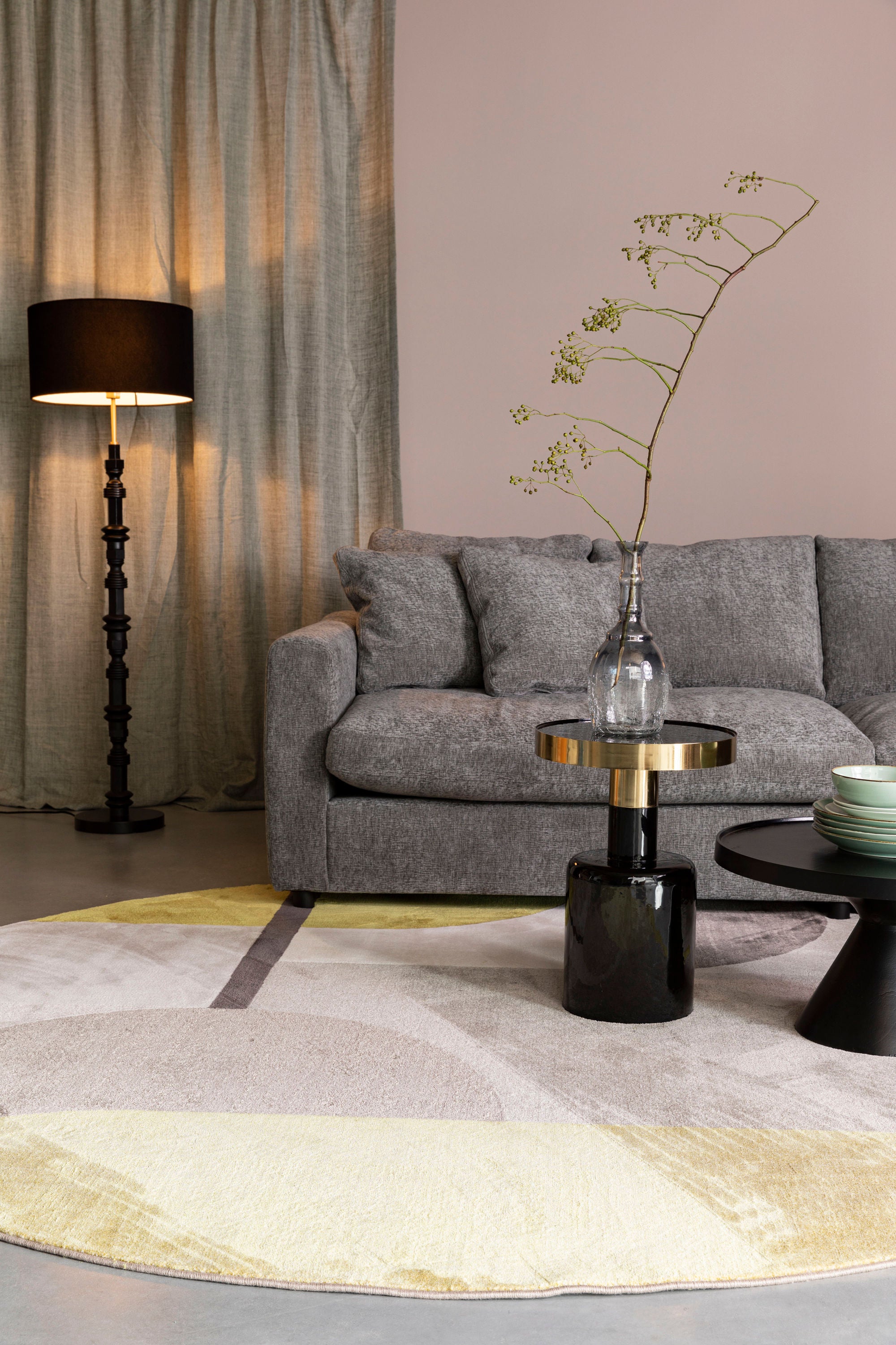 Zuiver Glam Gloss Black & Gold Round Side Table