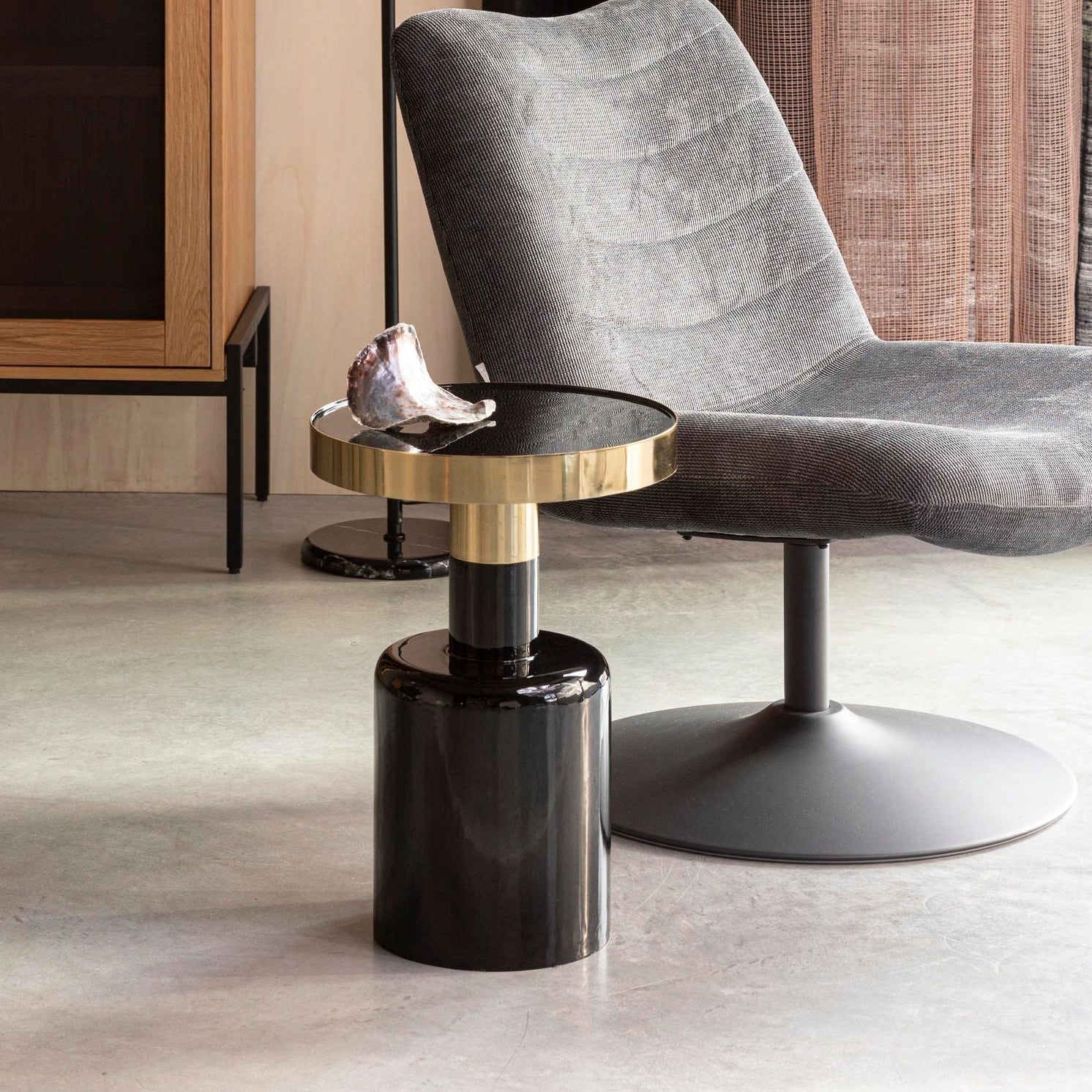 Zuiver Glam Gloss Black & Gold Round Side Table