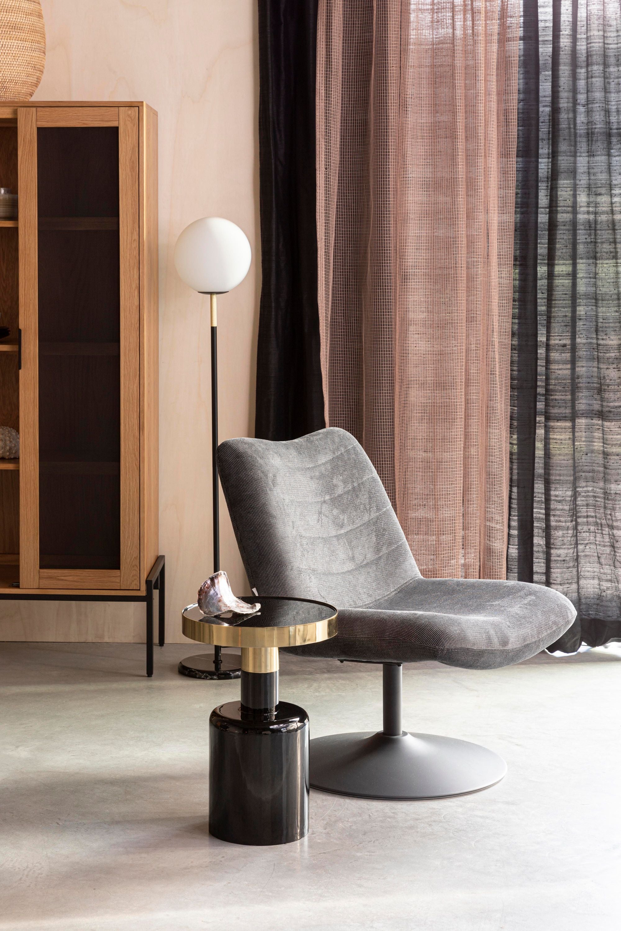 Zuiver Glam Gloss Black & Gold Round Side Table