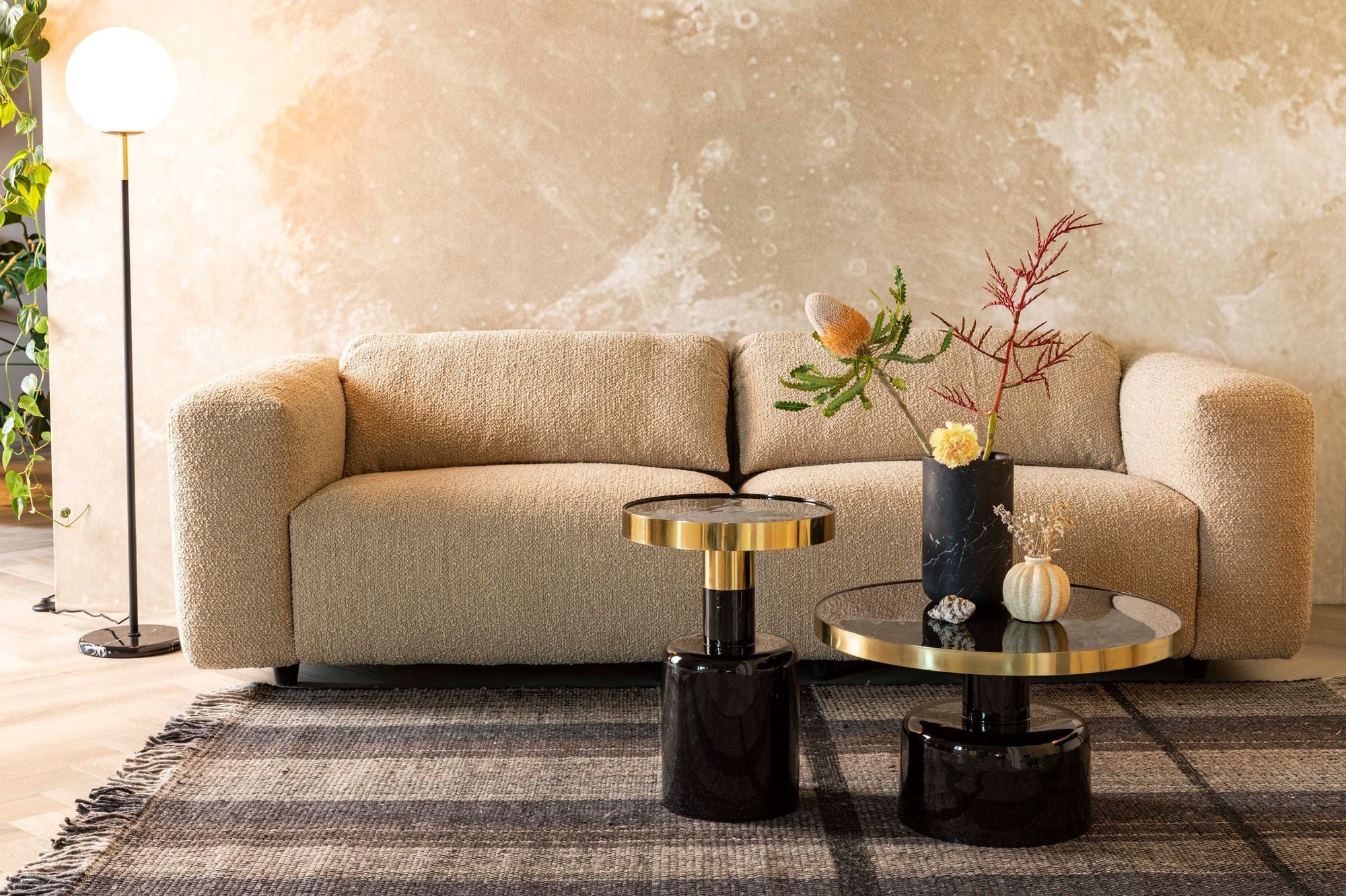 Zuiver Glam Gloss Black & Gold Round Side Table