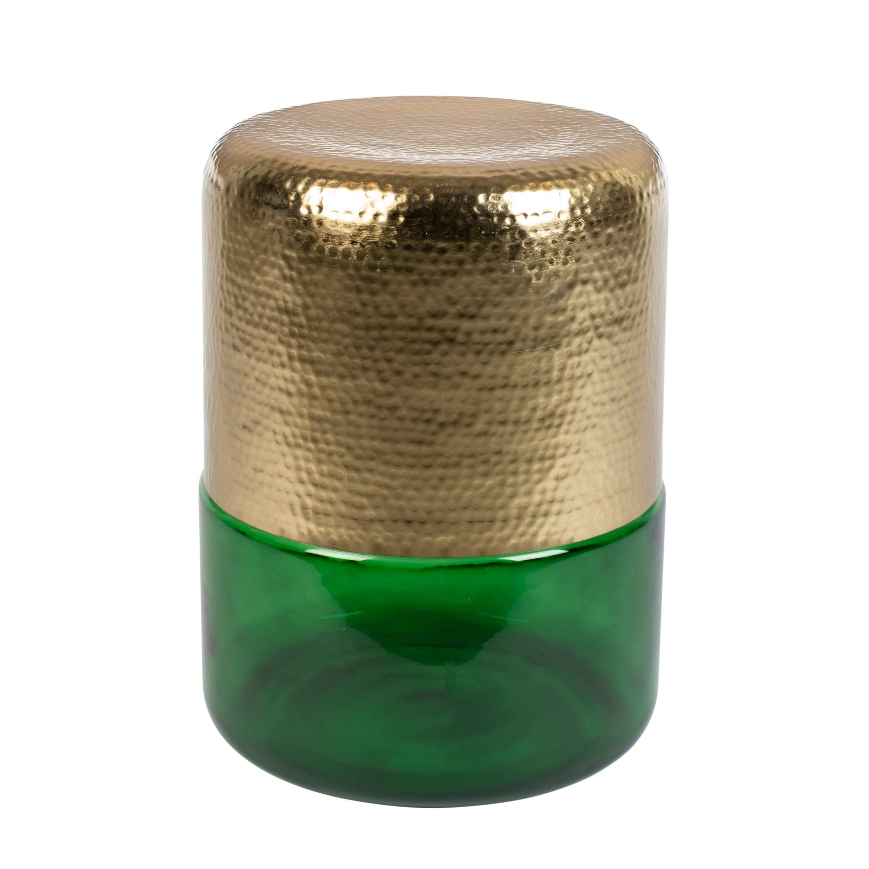 Dutchbone Cave Hammered Gold & Green Glass Side Table